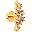 16G 1/4 CZ Gem Gold Hue Texture Arc Internal Thread Labret Tragus