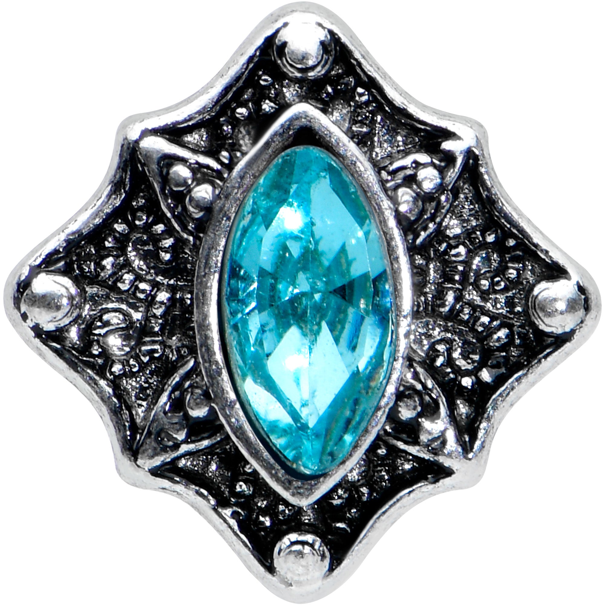 16G 1/4 Blue Gem Rhombus Retro Cartilage Tragus Earring