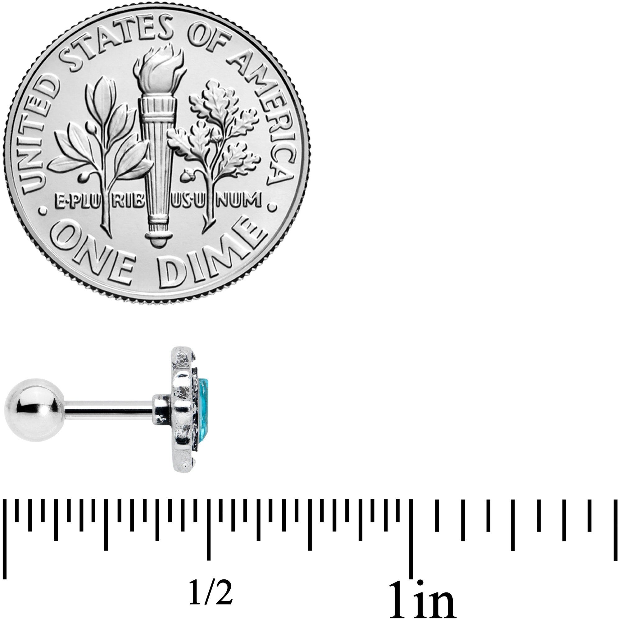 16G 1/4 Blue Gem Rhombus Retro Cartilage Tragus Earring