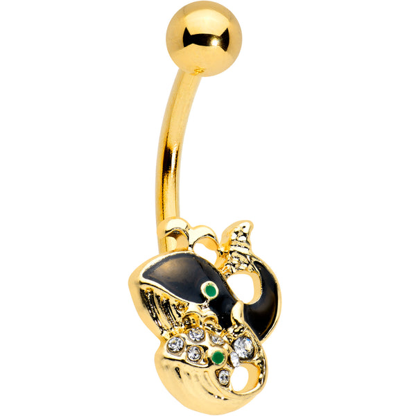 Clear Gem Gold Tone Mom Baby Whale Belly Ring