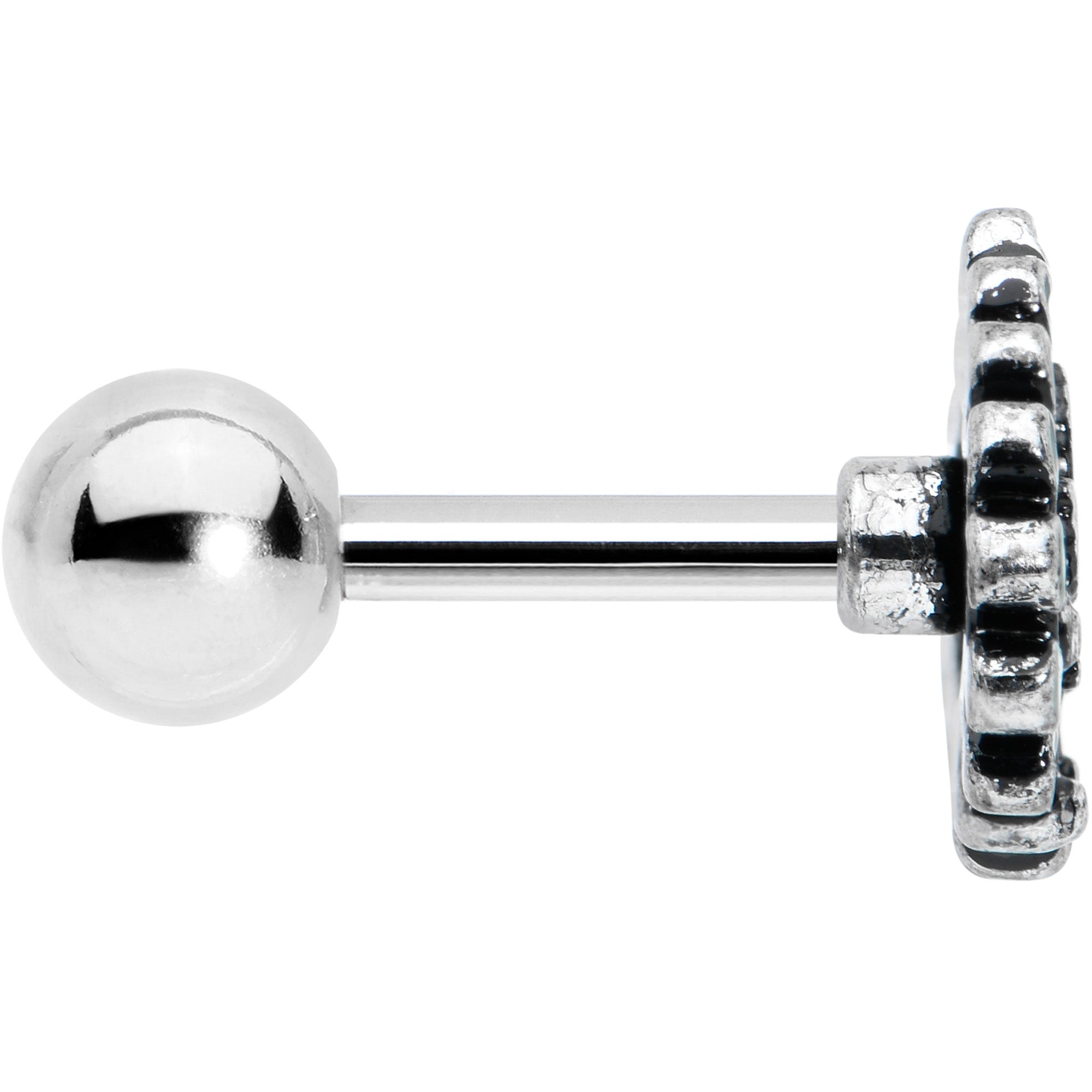 16G 1/4 Stylized Pink Green Abstract Leaf Cartilage Tragus Earring