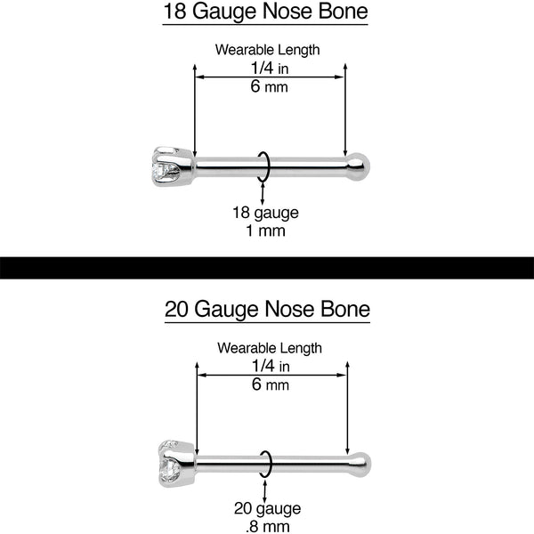20 Gauge 1/4 Clear Purple CZ Gem Gold Tone Bunch Grapes Nose Bone