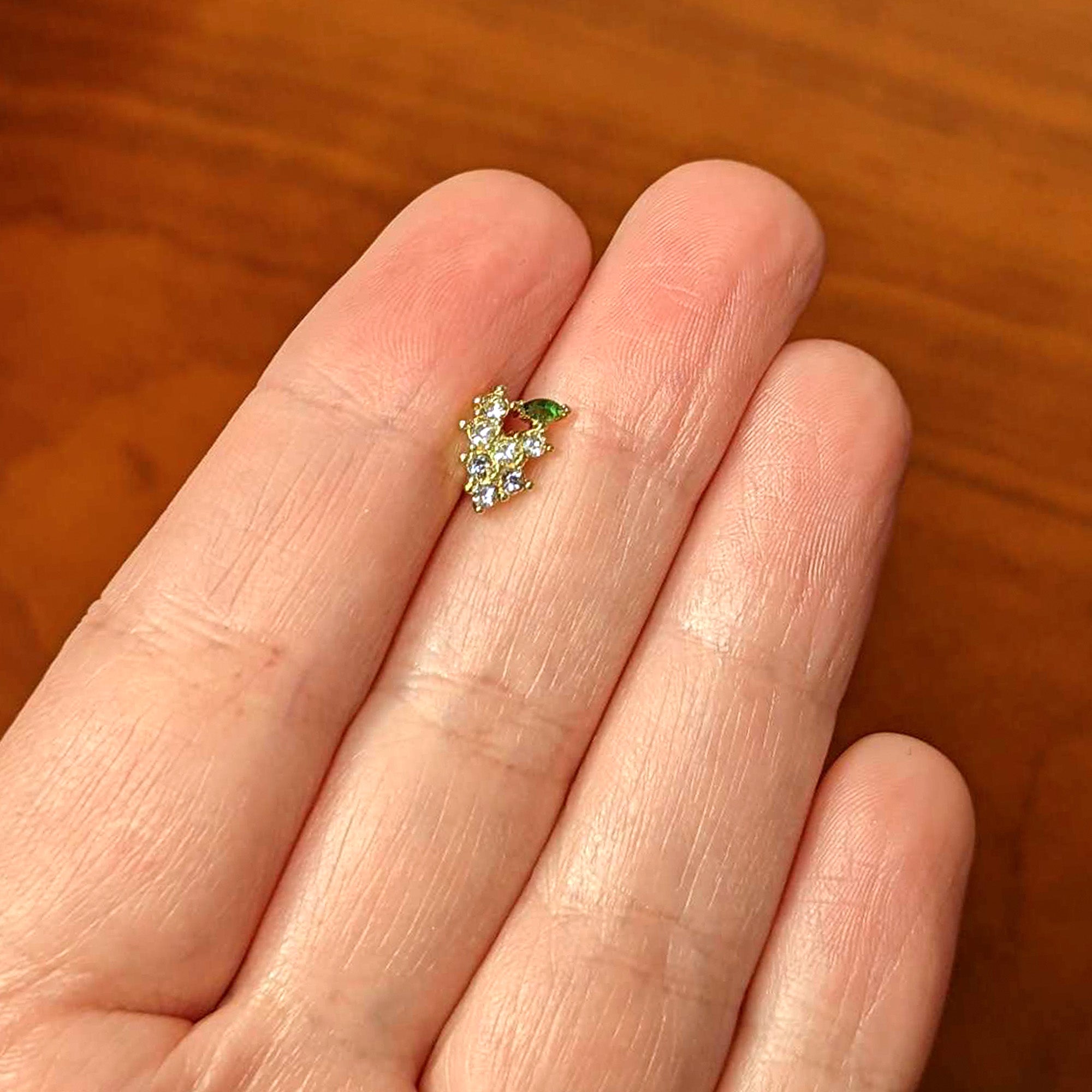 16G 1/4 Clear CZ Gem Gold Tone Bunch Grapes Cartilage Tragus