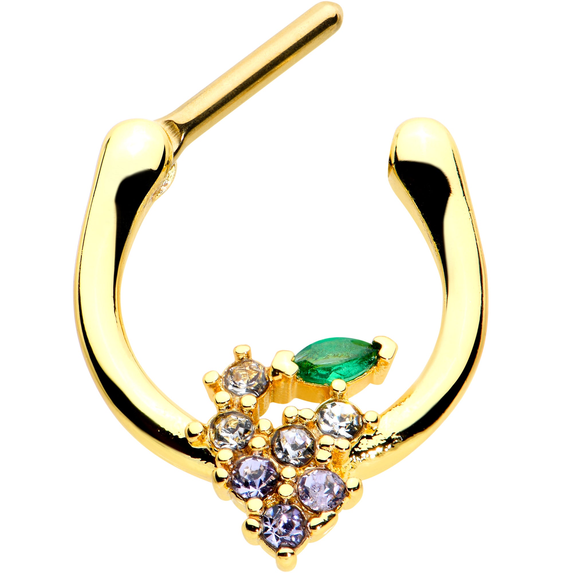 16G 5/16 Clear CZ Gem Gold Tone Bunch Grapes Cartilage Clicker