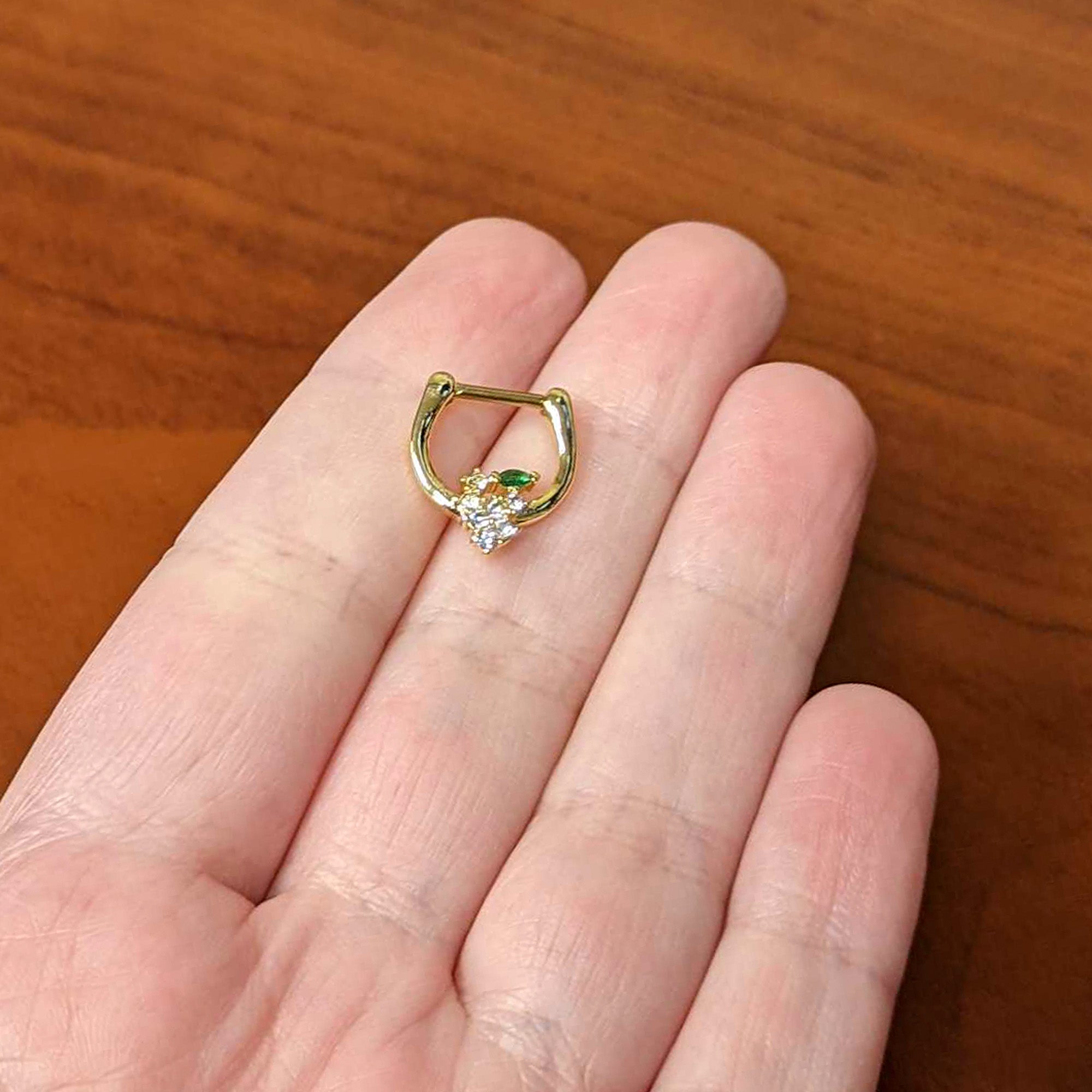 16G 5/16 Clear CZ Gem Gold Tone Bunch Grapes Cartilage Clicker