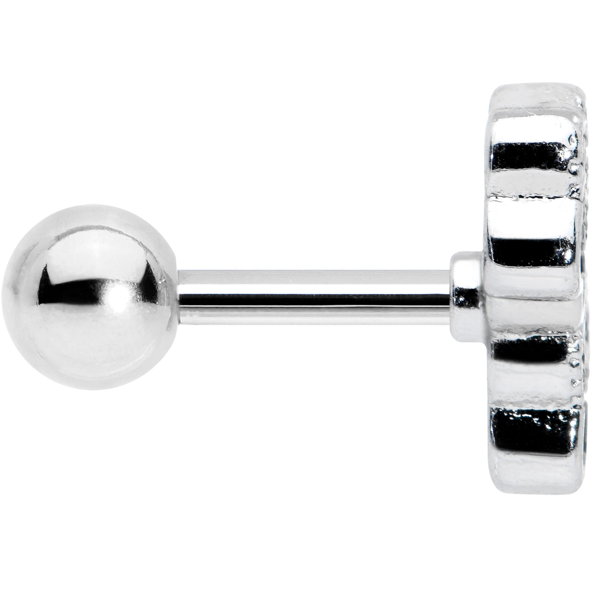 16G 1/4 Textured Black Paw Prints Cartilage Tragus Earring