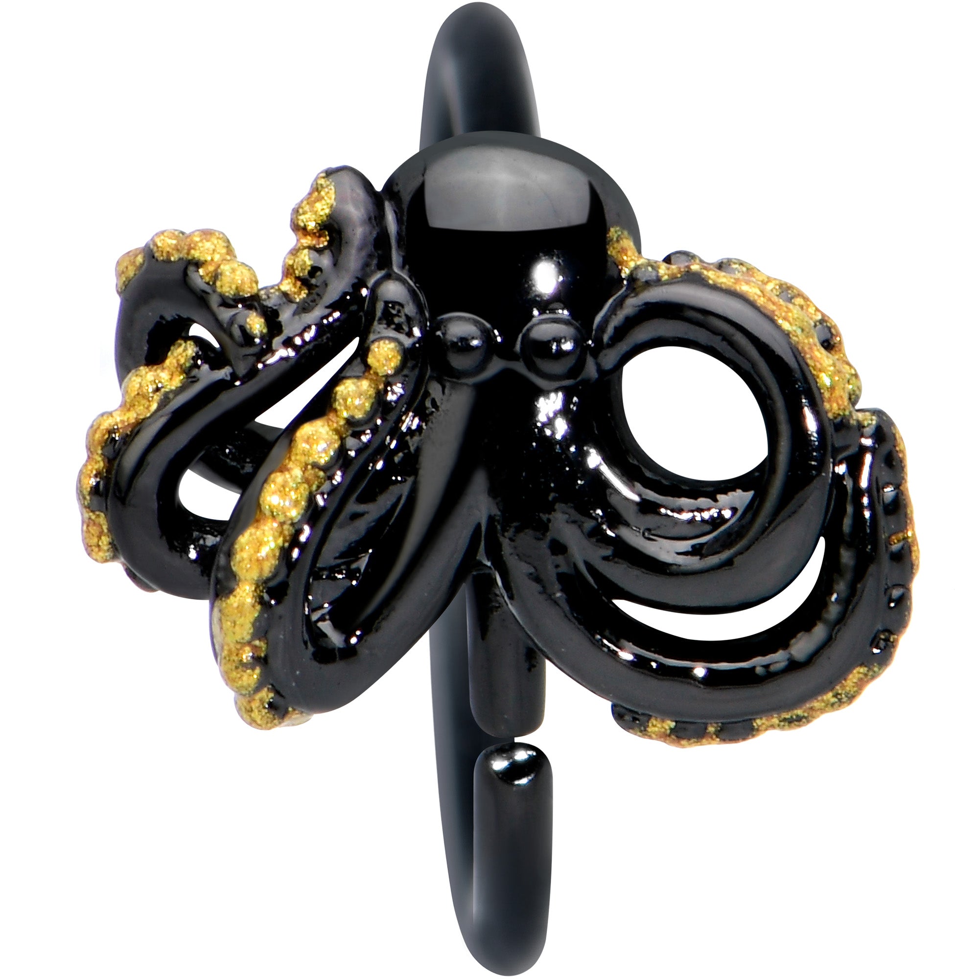 20G 5/16 Black Understated Octopus Cartilage Closure Ring