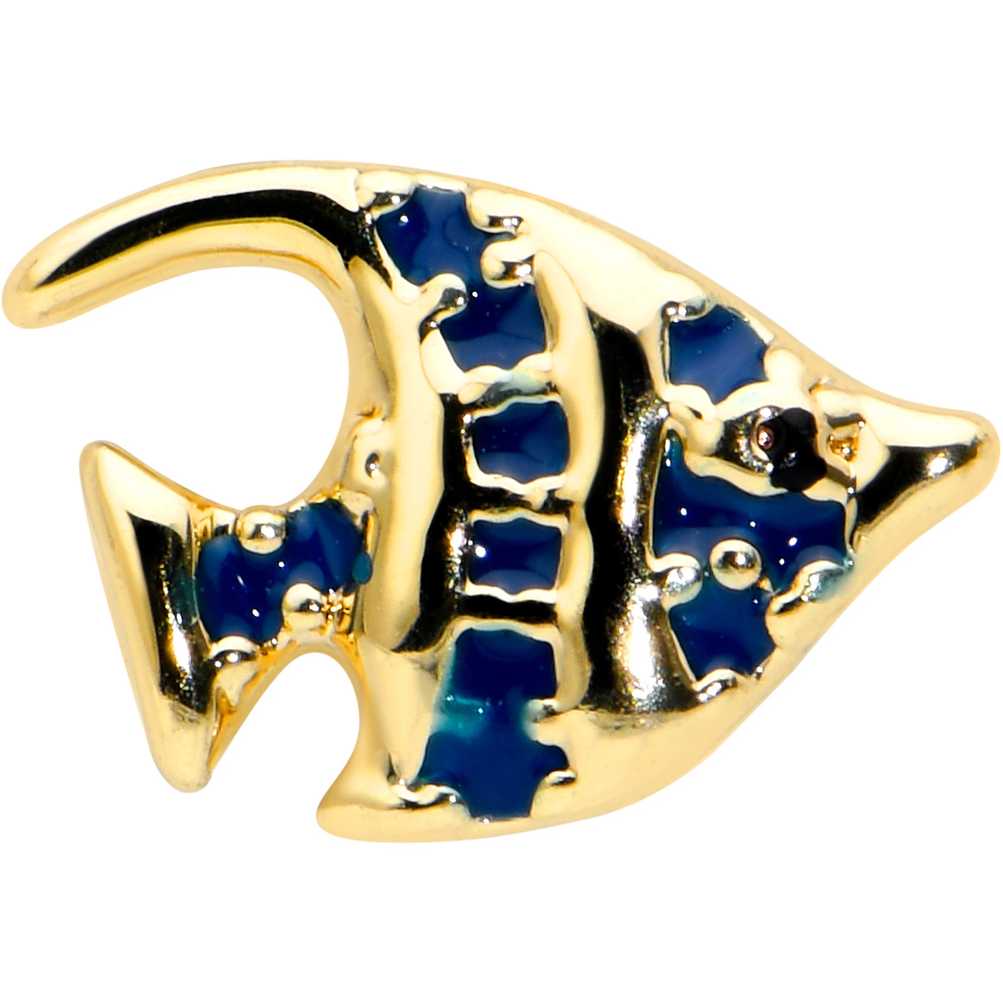 20 Gauge 1/4 Blue Gem Gold Tone Adorable Angelfish Nose Bone