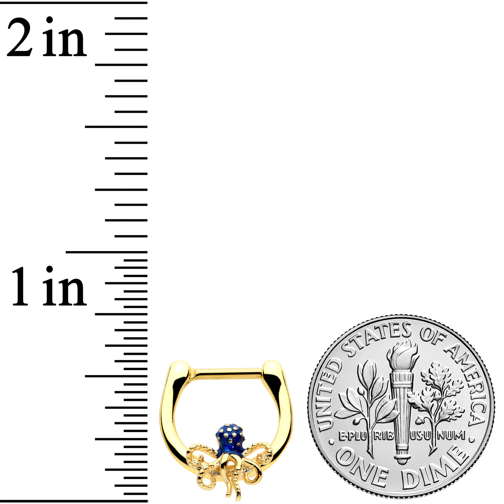 16G 5/16 Gold Tone Textured Blue Octopus Cartilage Clicker