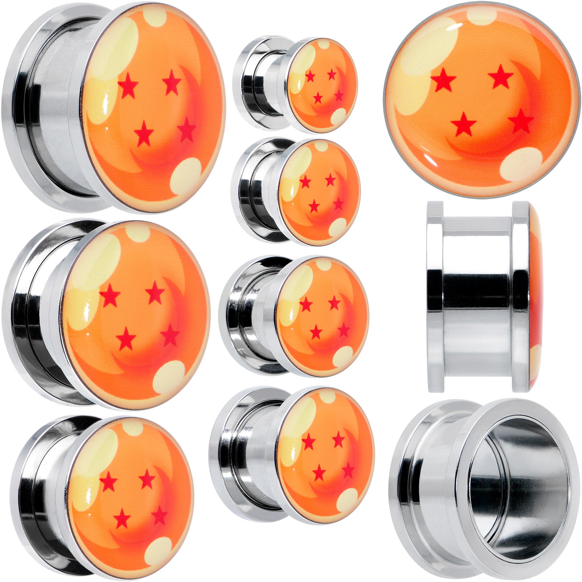Licensed Dragonball Z Orange 4 Starball Screw Fit Plug Set