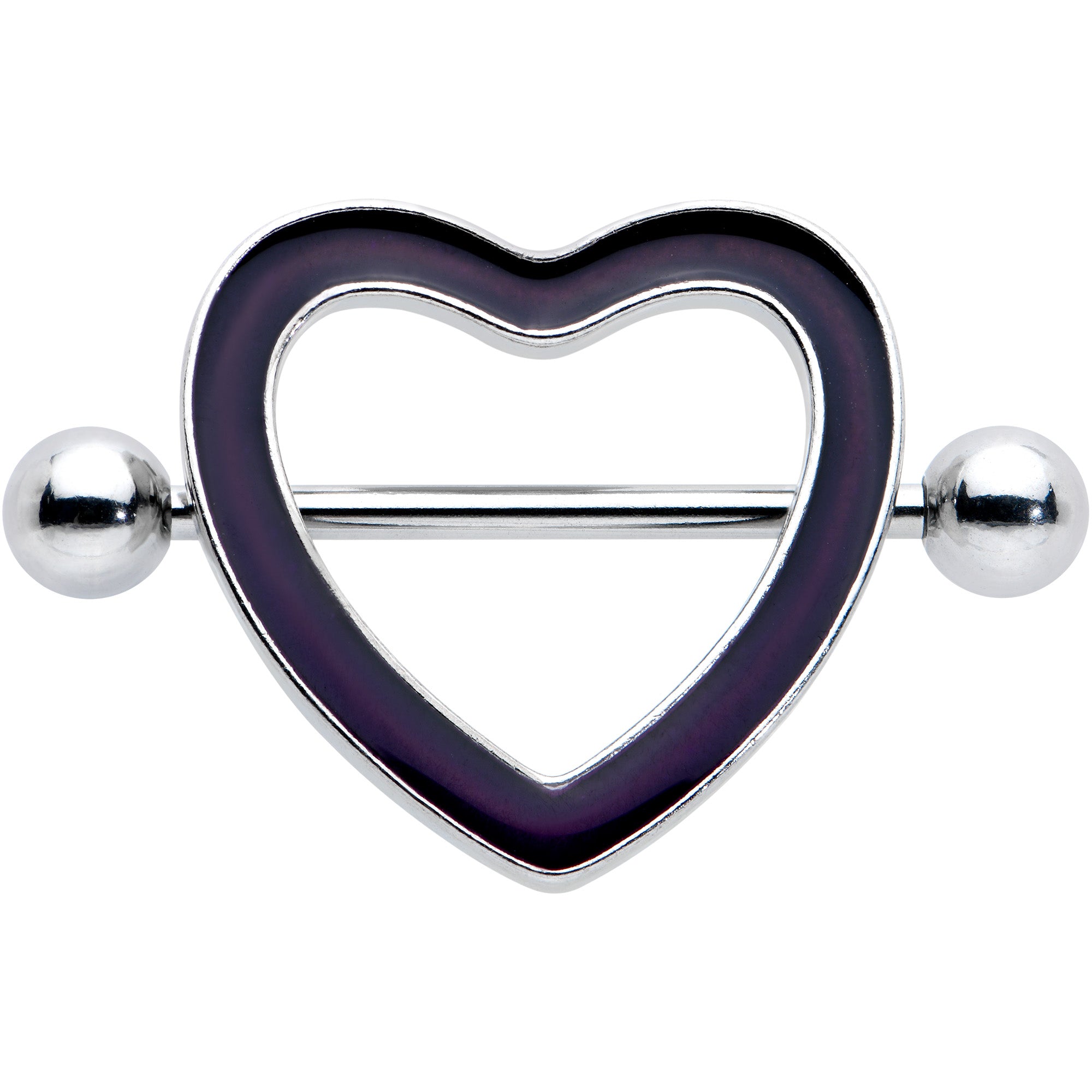 14 Gauge 5/8 Black Heart Valentine Glow in the Dark Nipple Shield Set