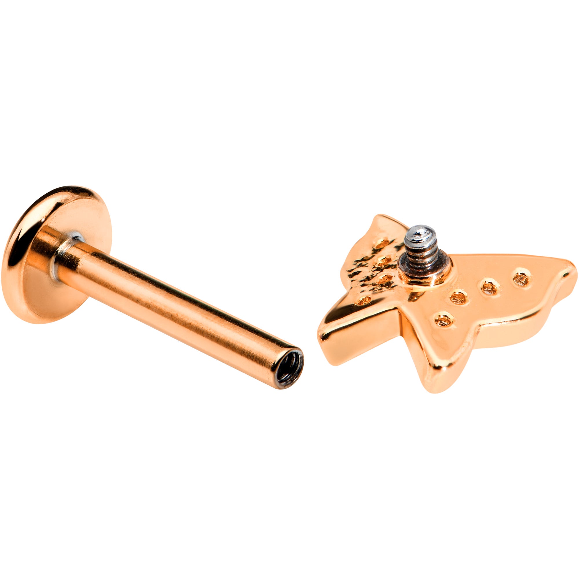 16G 5/16 Clear Gem Rosy Tone Butterfly Internally Threaded Labret