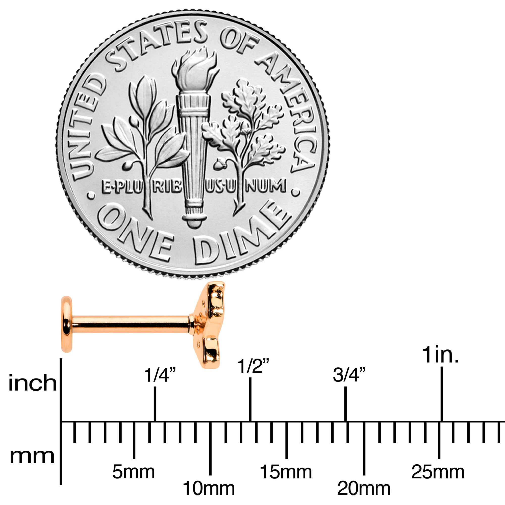 16G 5/16 Clear Gem Rosy Tone Butterfly Internally Threaded Labret