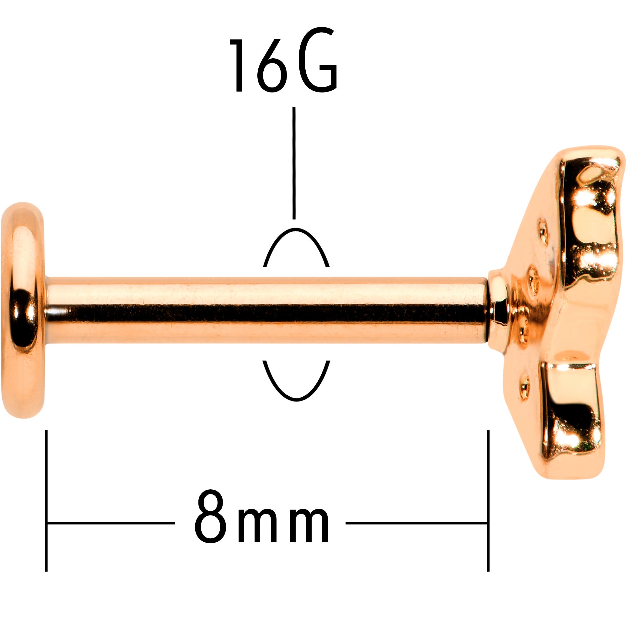 16G 5/16 Clear Gem Rosy Tone Butterfly Internally Threaded Labret