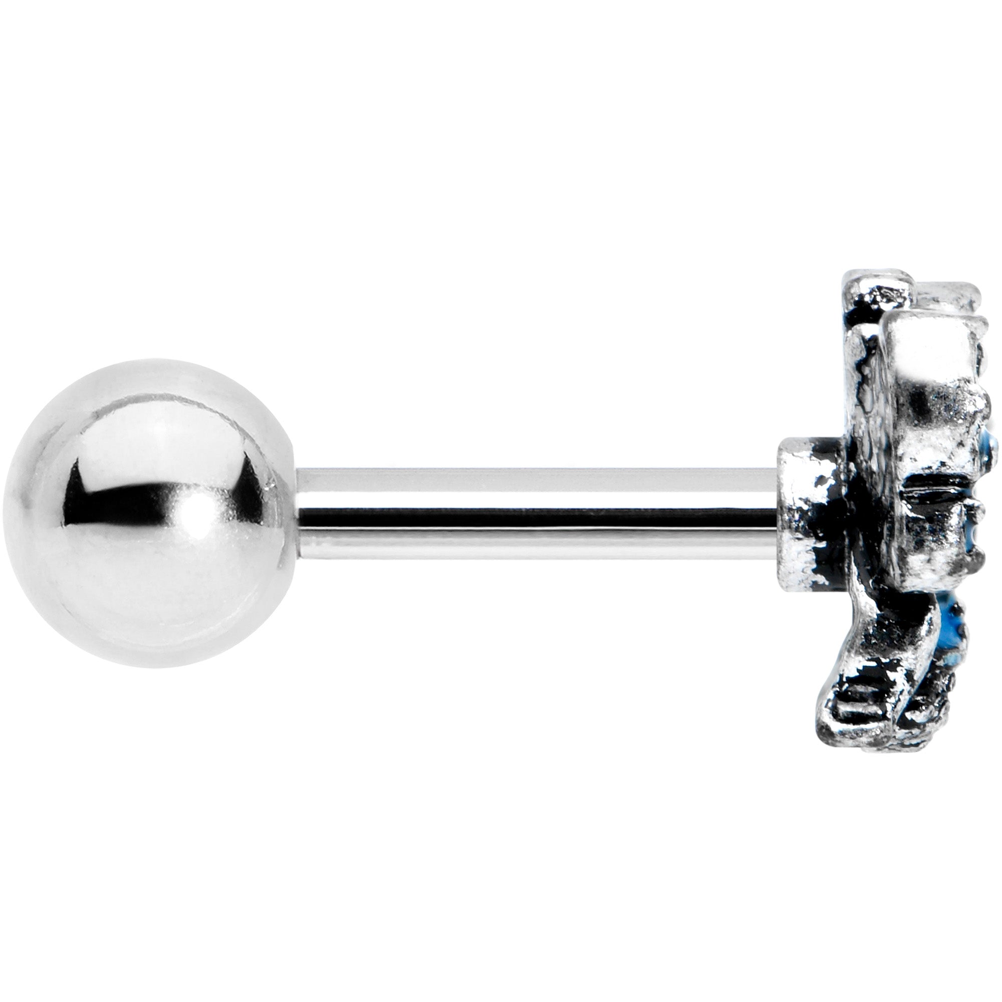 16G 1/4 Textured Blue Butterfly Cartilage Tragus Earring