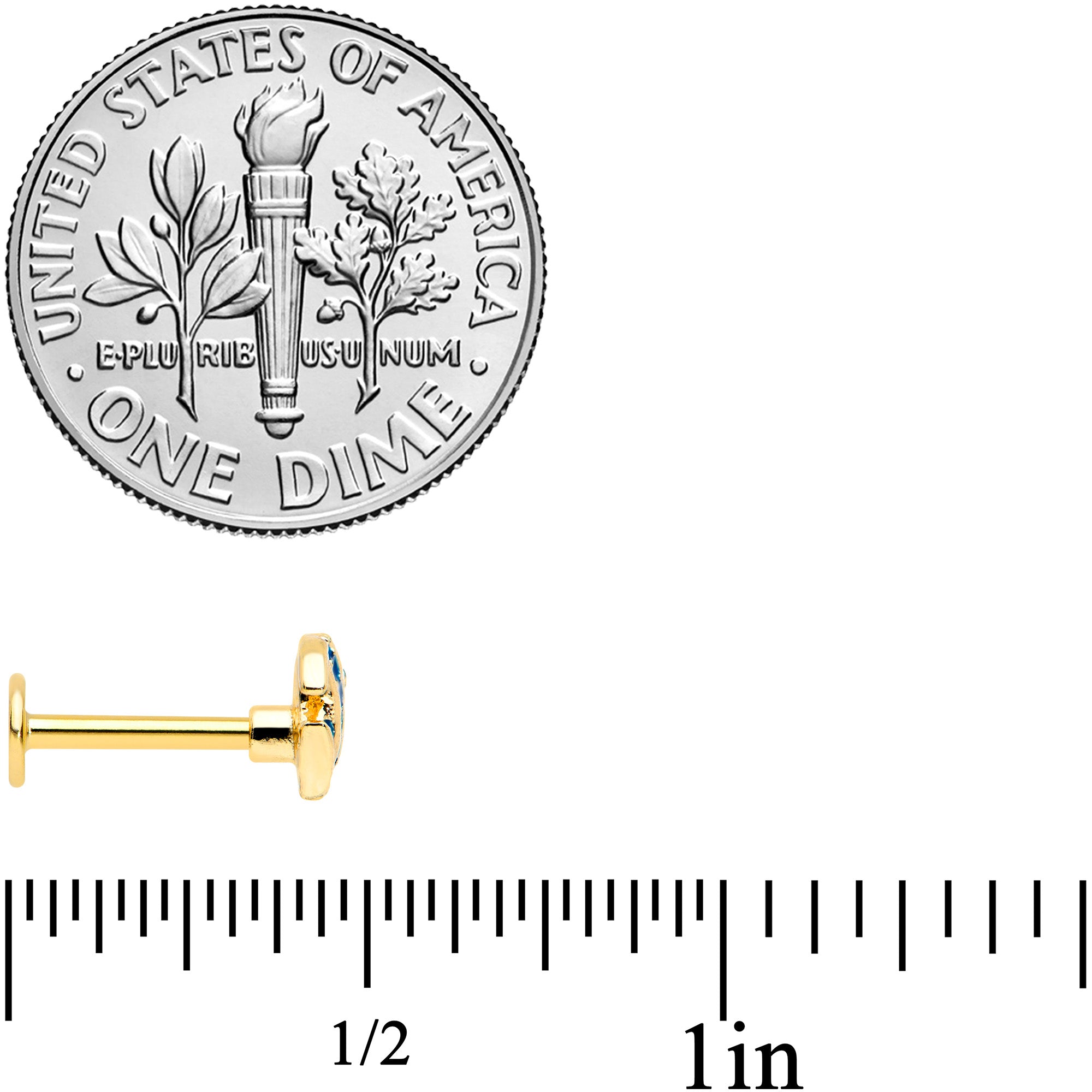 16G 5/16 Gold Tone Blue Adorable Angelfish Labret Monroe Tragus