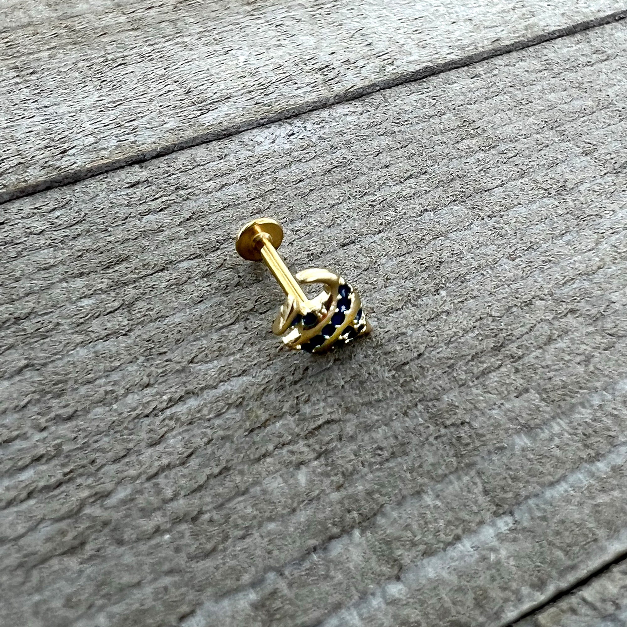 16G 5/16 Gold Tone Blue Adorable Angelfish Labret Monroe Tragus