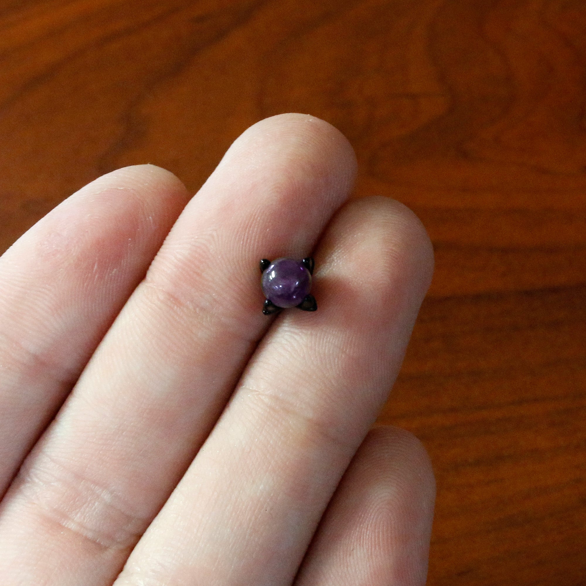 16 Gauge 5/16 Purple Amethyst Black Claw Hand Labret Monroe Tragus