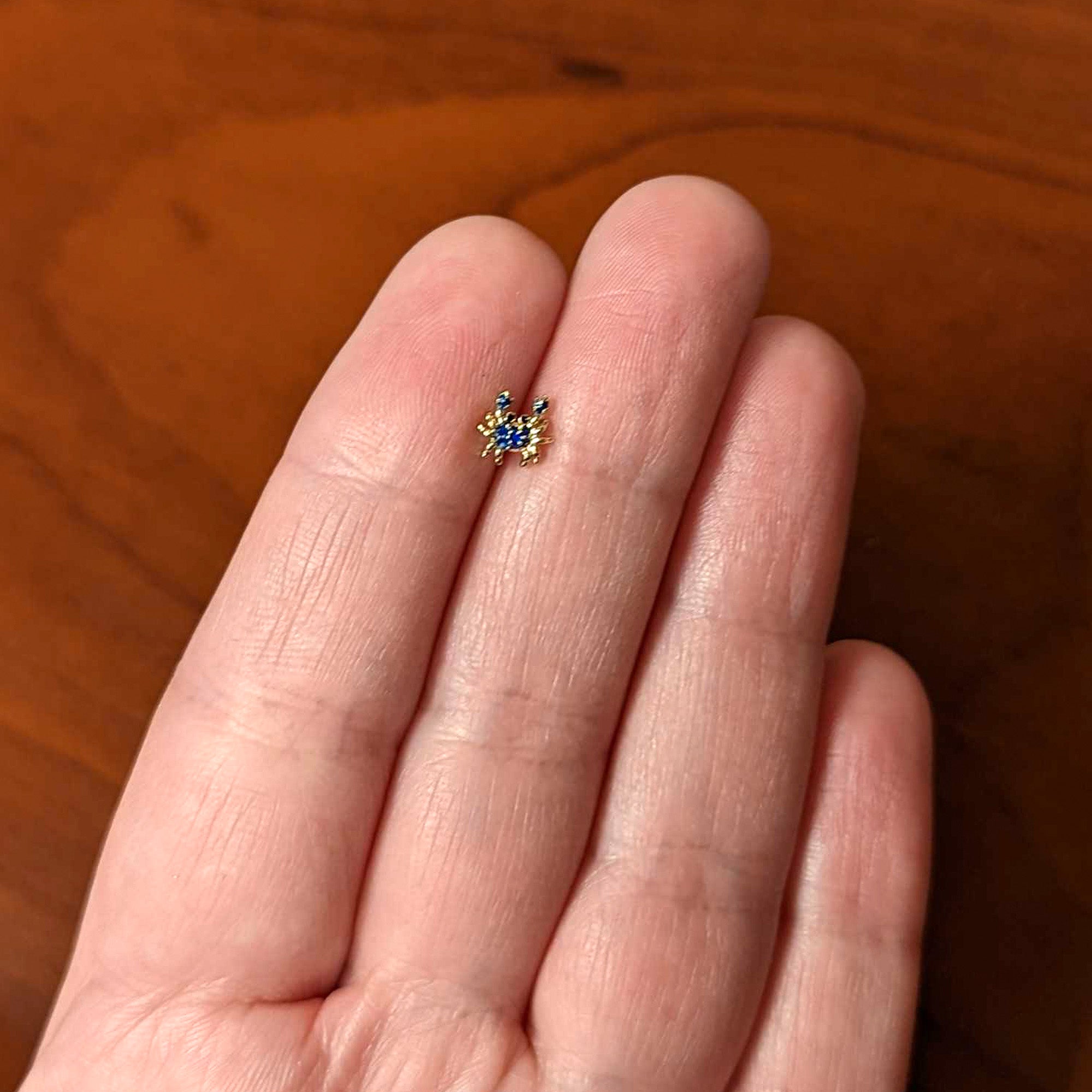 20G 1/4 Black Gem Gold Tone Blue Crab Nautical Nose Bone