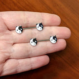 14 Gauge 9/16 Yin Yang Panda Bear Barbell Nipple Ring Set