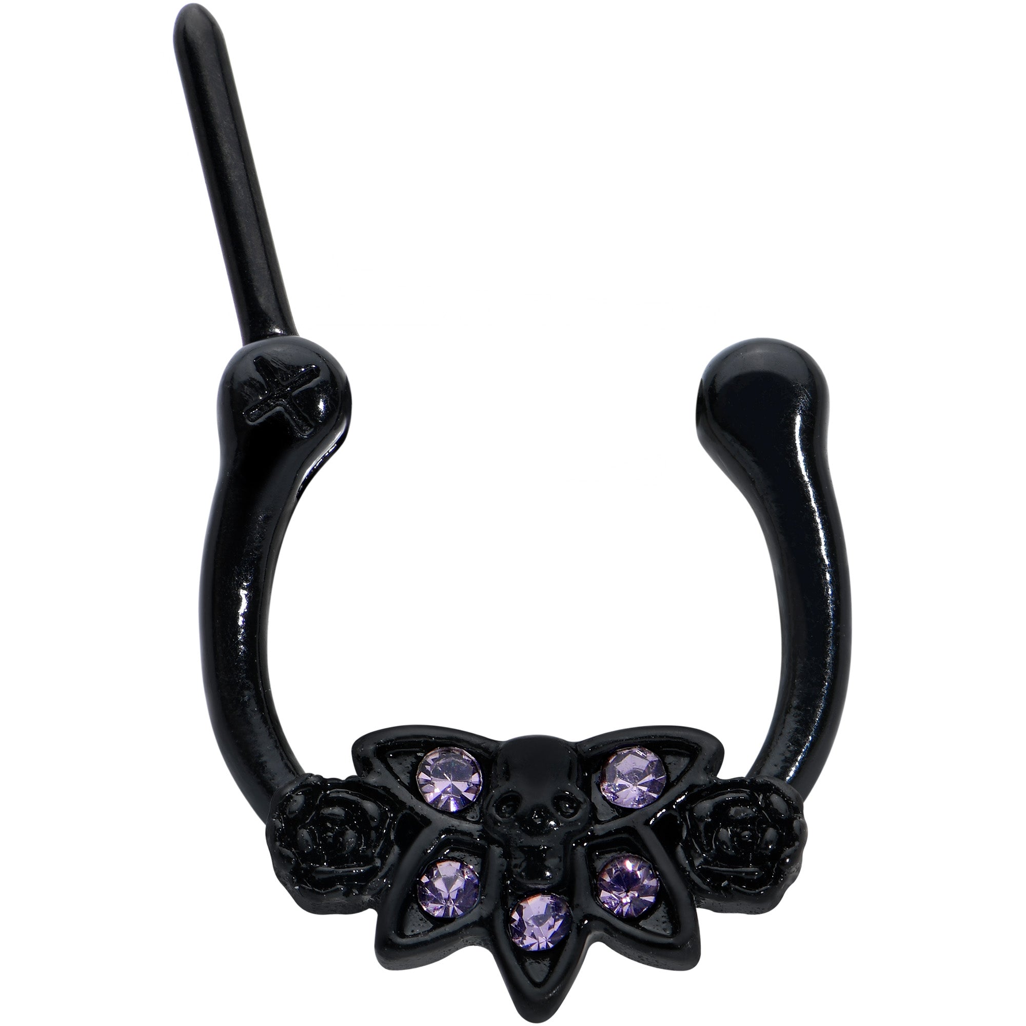 16G 5/16 Purple Gem Black Skull Blossom Cartilage Clicker