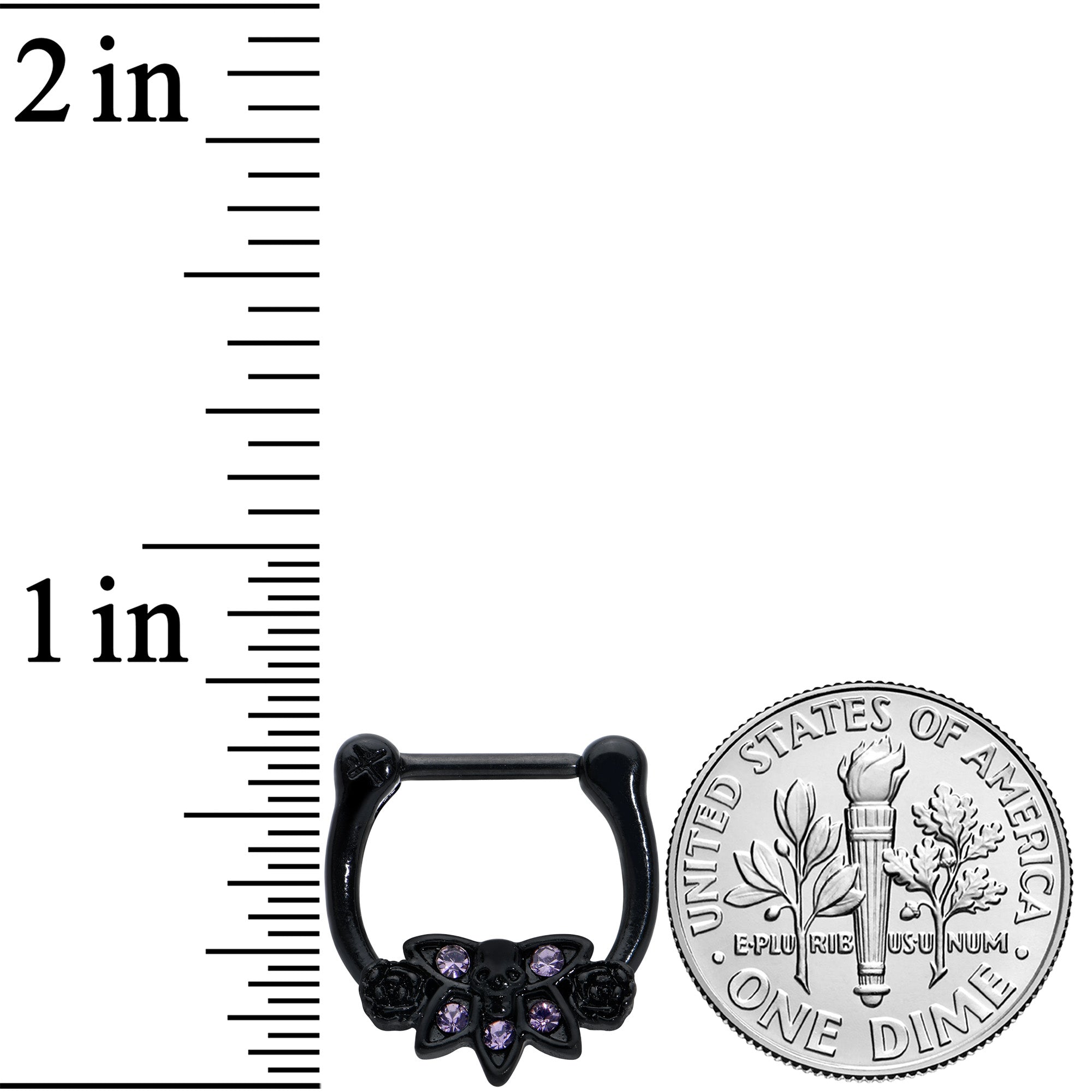 16G 5/16 Purple Gem Black Skull Blossom Cartilage Clicker