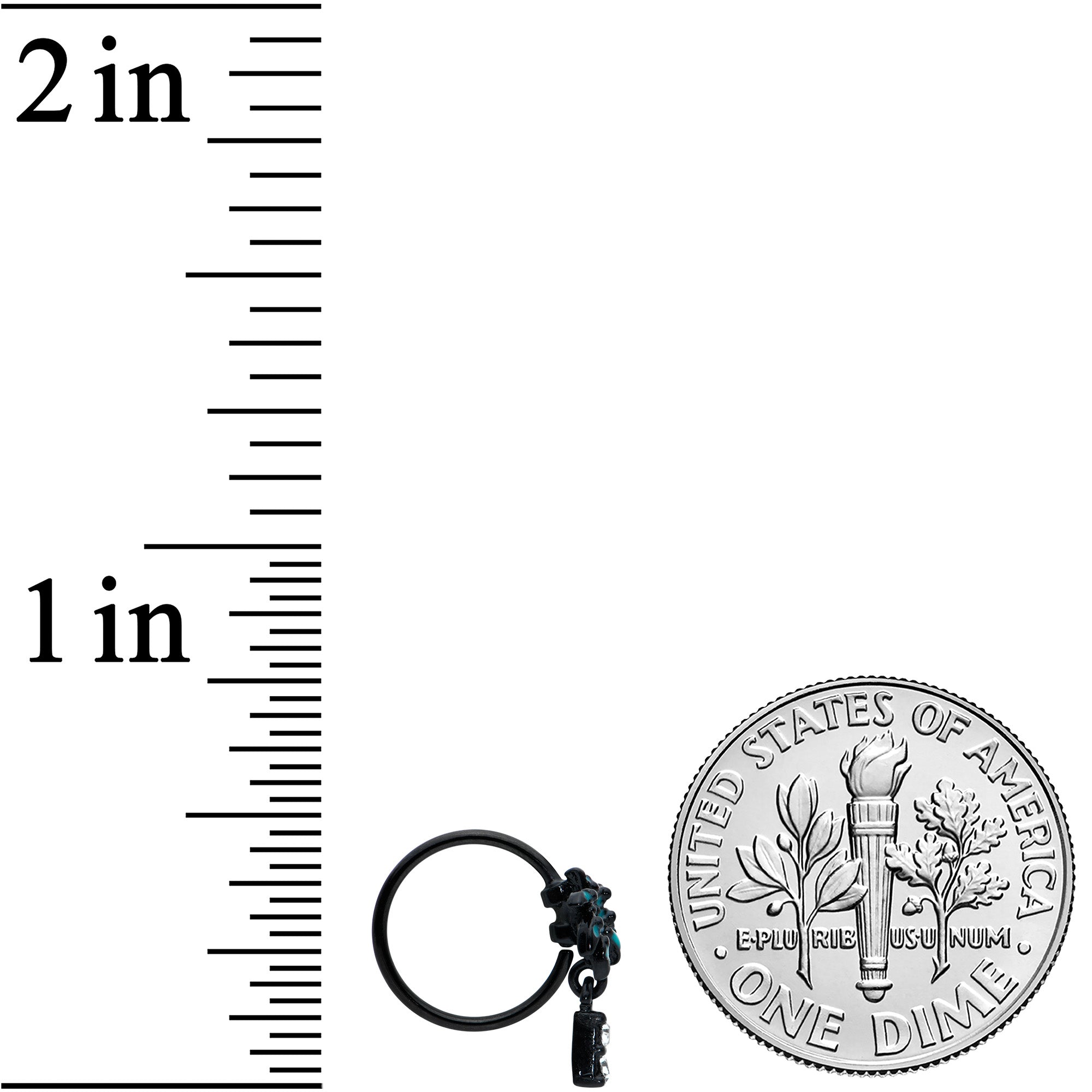 20G 5/16 Black Night Palm Tree Dangle Helix Circular Ring