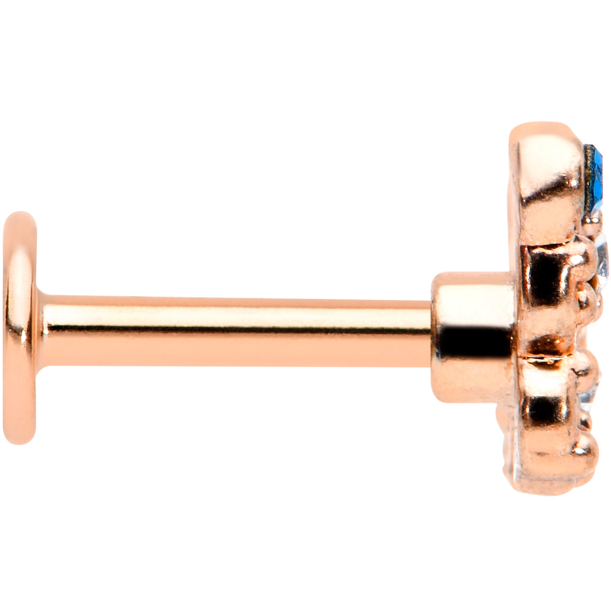 16G 5/16 Blue Gem Rose Gold Tone Butterfly Labret Monroe Tragus