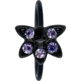 20 Gauge 5/16 Purple Gem Black Skull Blossom Nose Hoop