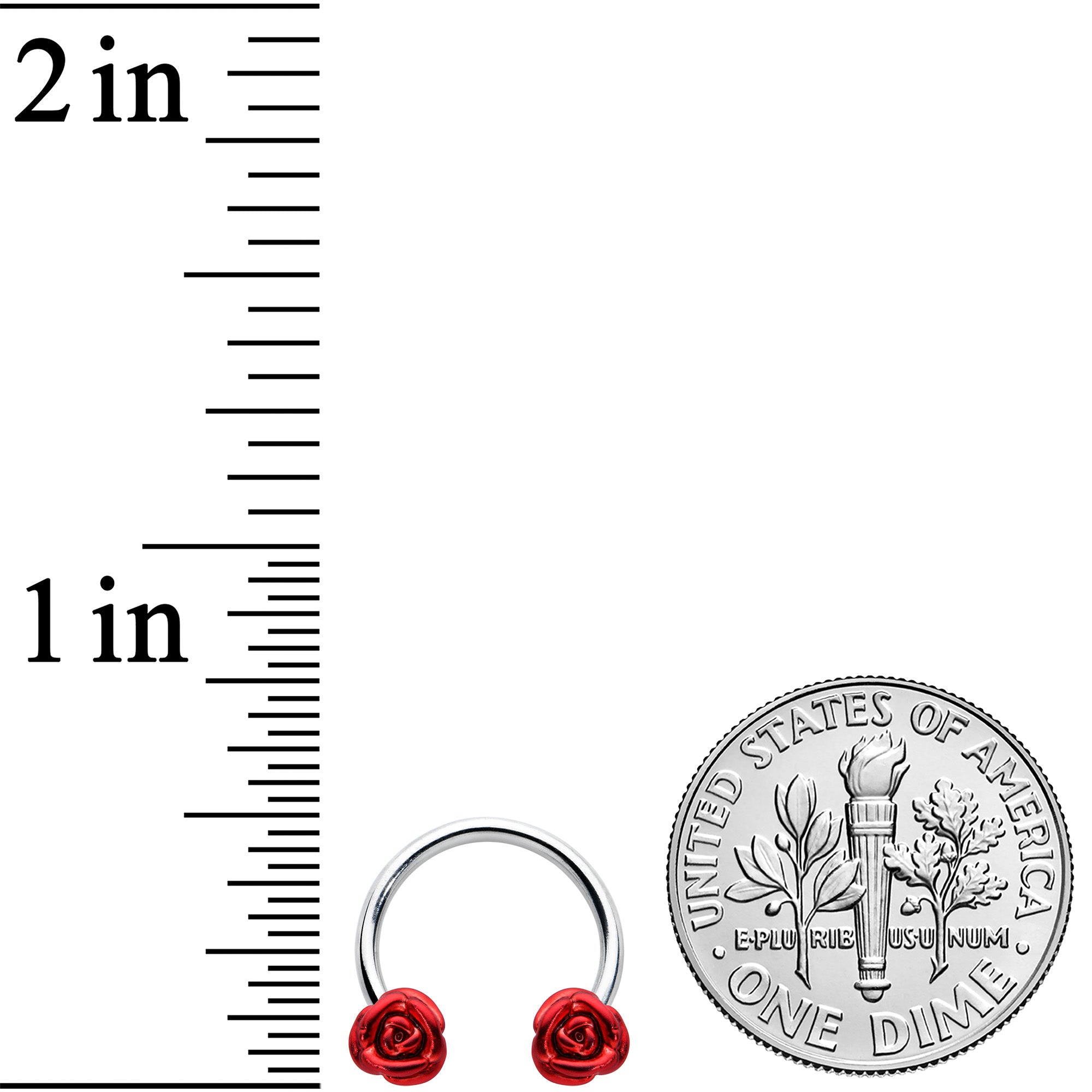 16G 3/8 Blooming Red Rose Flower Horseshoe Circular Barbell