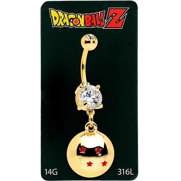 Licensed Dragonball Z Clear CZ Gem Gold Hue Starball Dangle Belly Ring