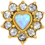 White Faux Opal Gold Tone Sun Heart Barbell Tongue Ring