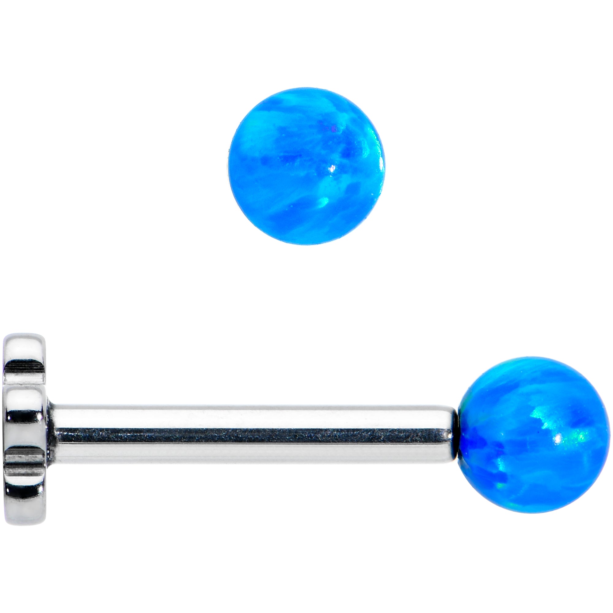 16G 5/16 Blue Synthetic Opal Titanium Threadless Flower Labret
