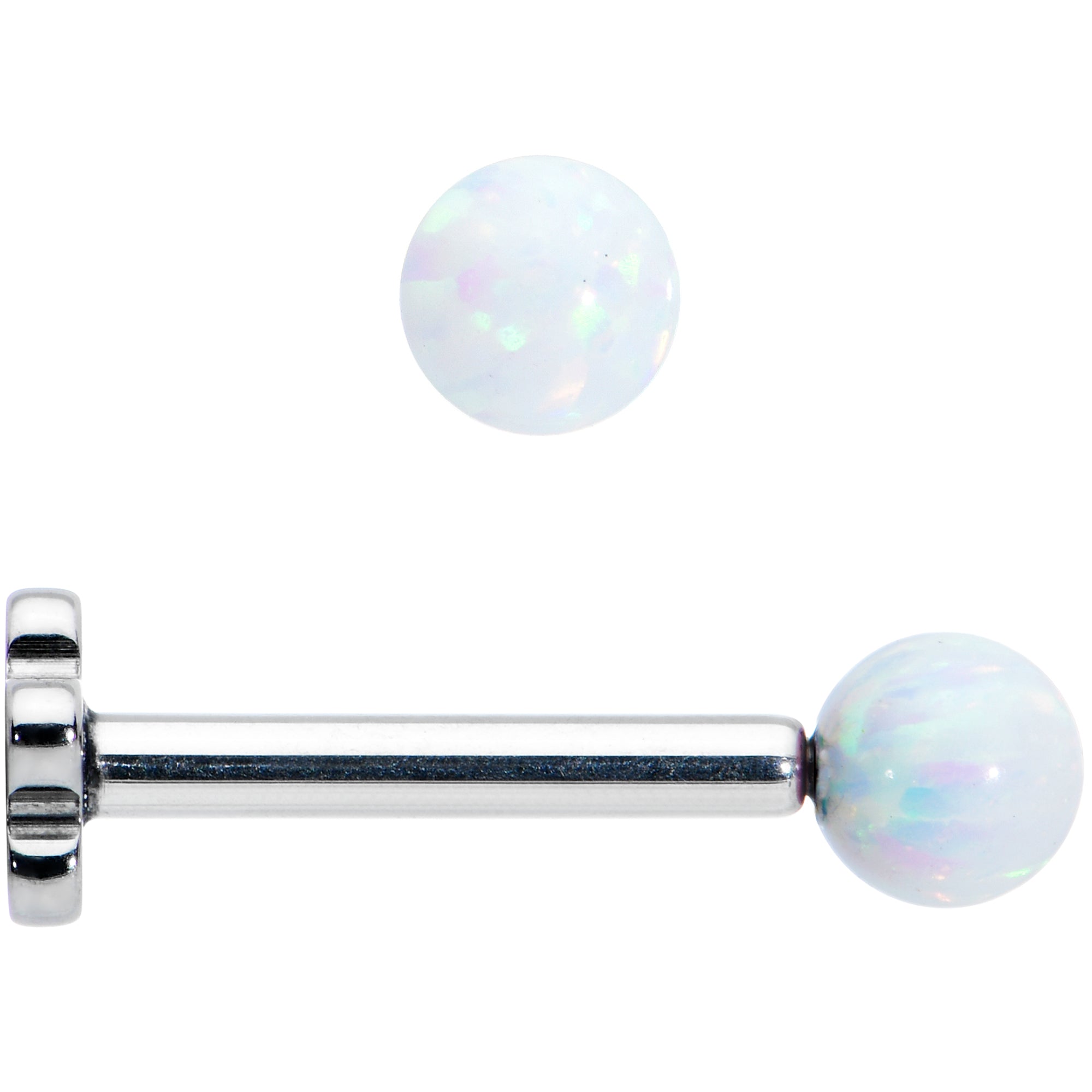 16G 5/16 White Synthetic Opal Titanium Threadless Flower Labret