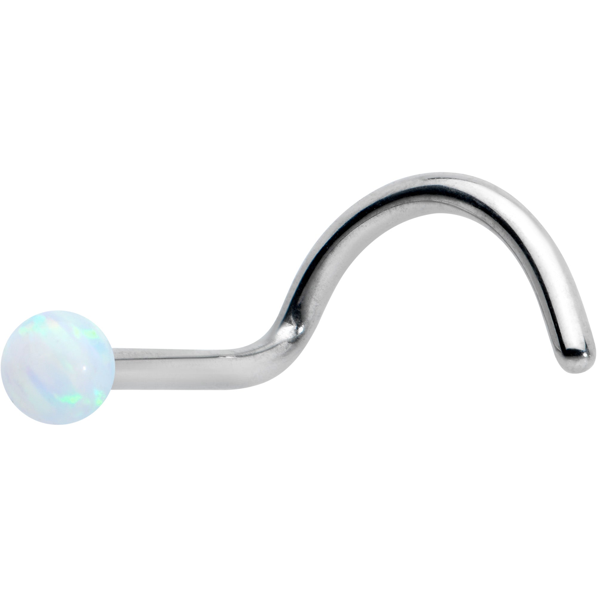 20G 1/4 White Synth Opal G23 Titanium Threadless Left Nose Screw