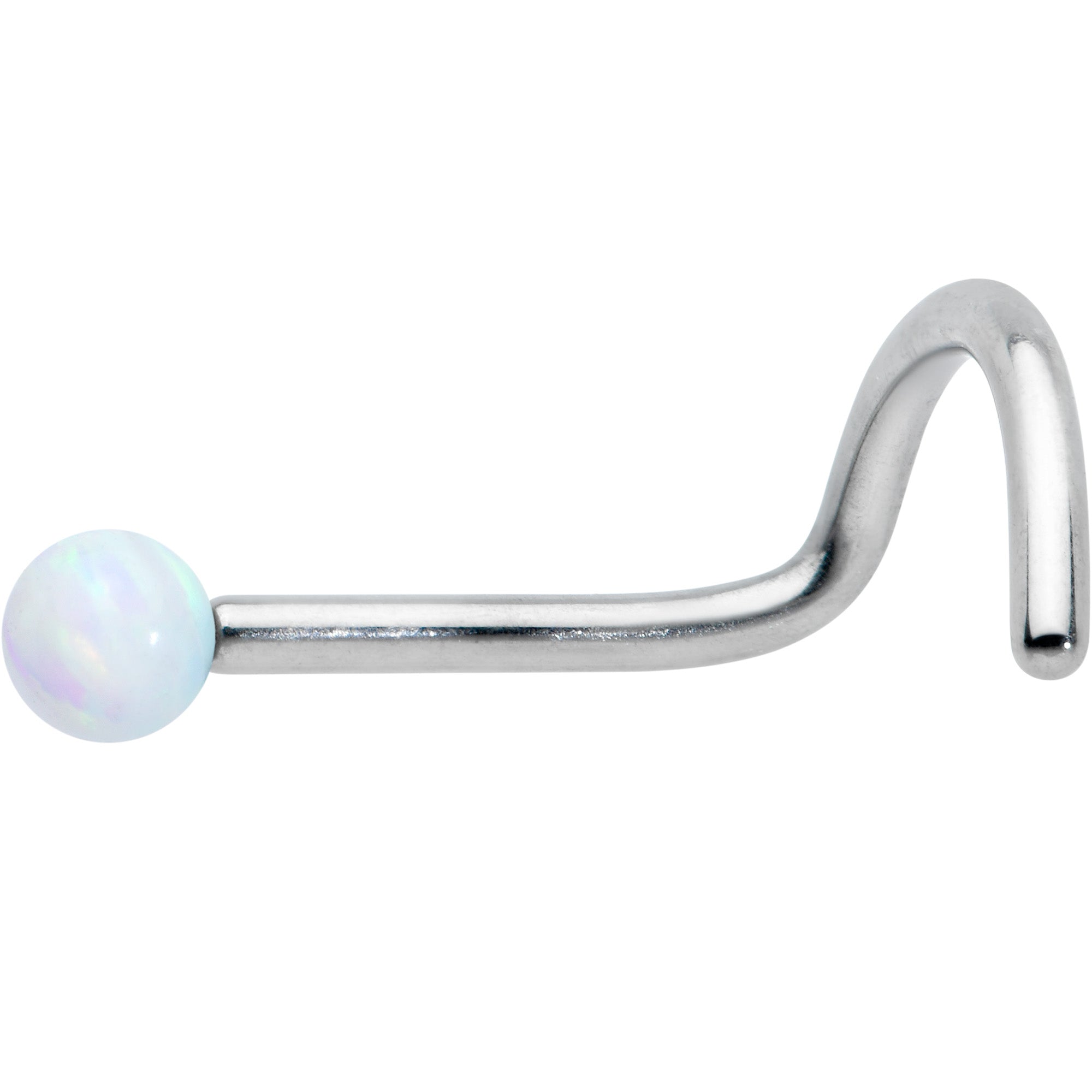 20G 1/4 White Synth Opal G23 Titanium Threadless Left Nose Screw