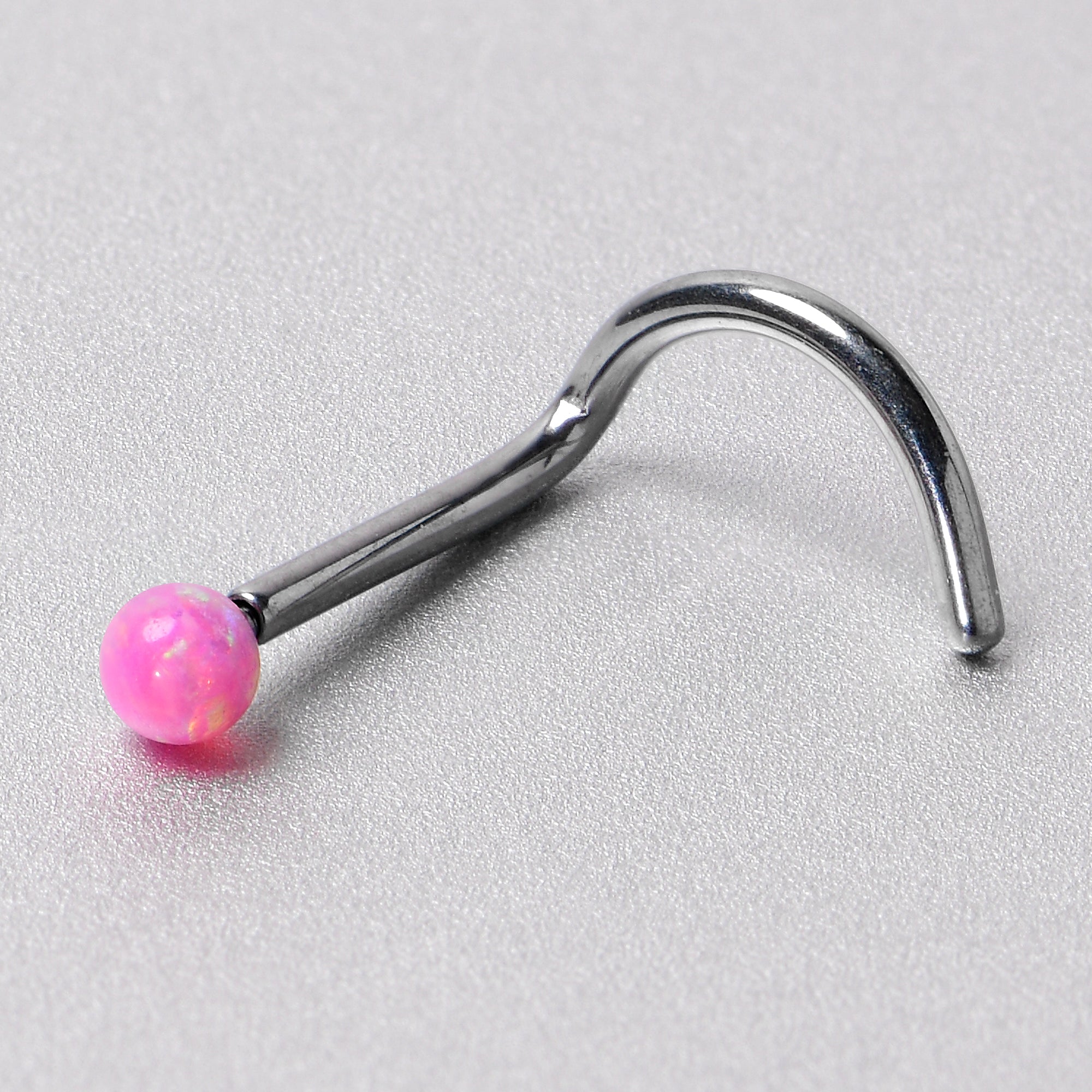 20G 1/4 Pink Synth Opal G23 Titanium Threadless Left Nose Screw