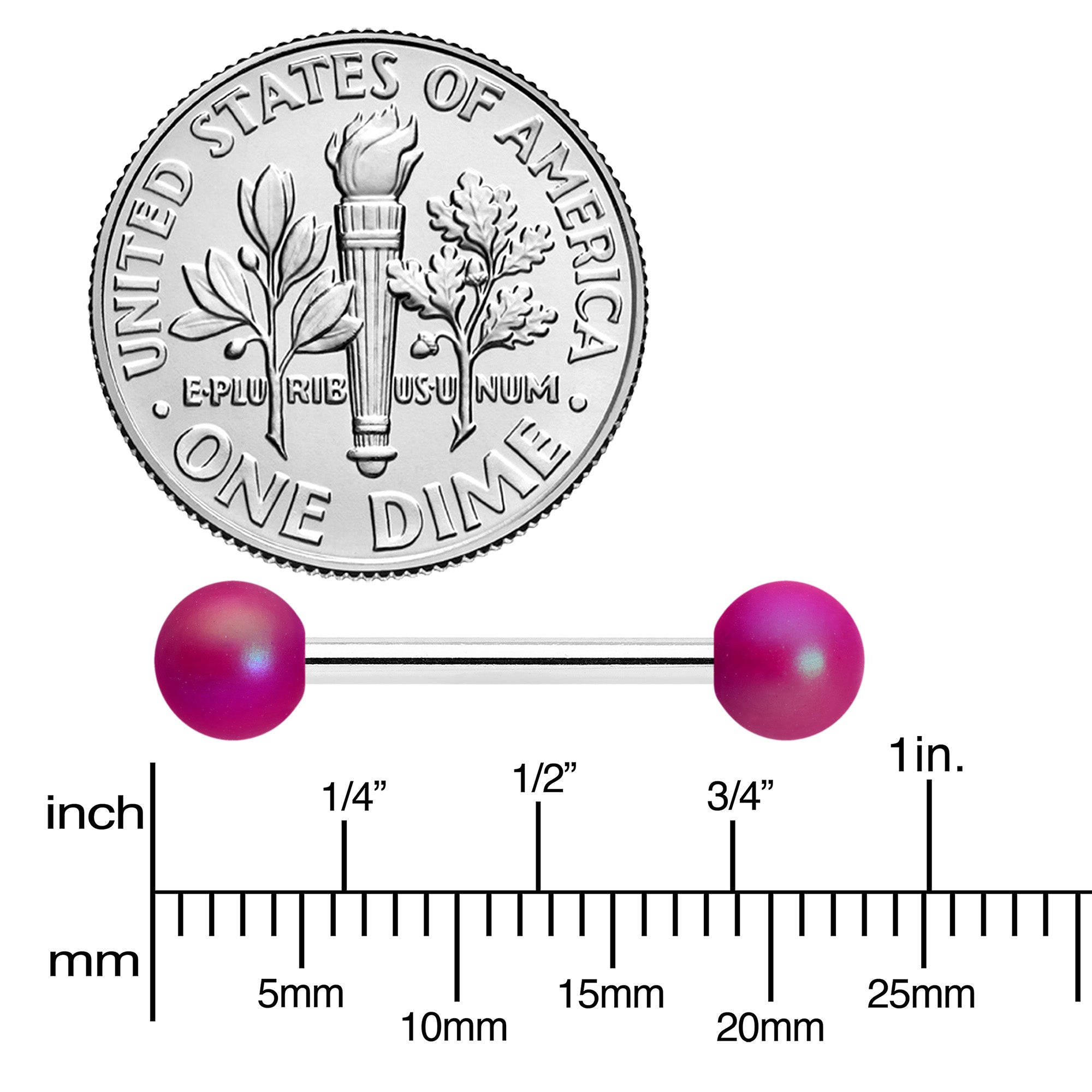 14 Gauge 9/16 Matte Purple Aurora Barbell Nipple Ring Set