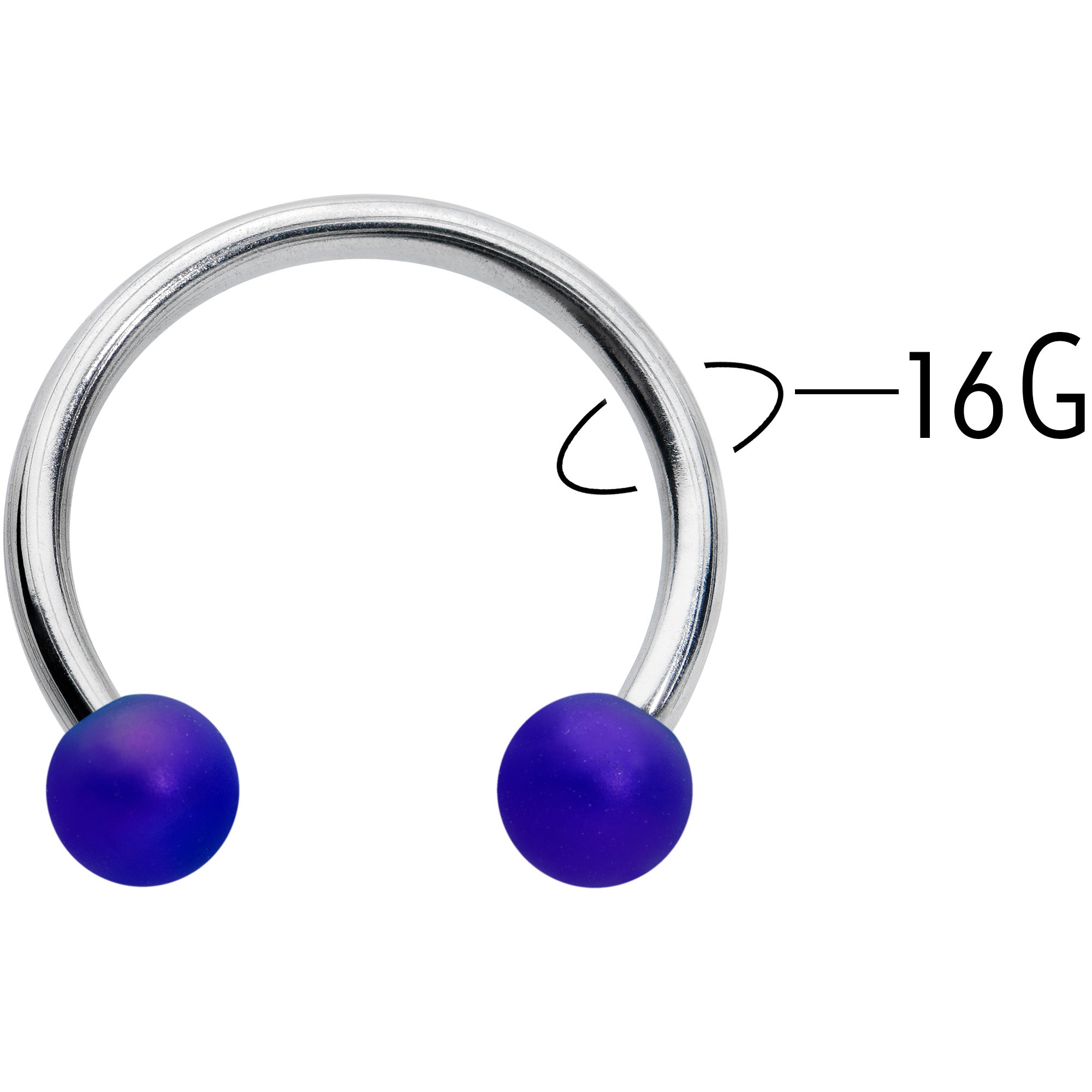 16 Gauge 3/8 Matte Blue Aurora Horseshoe Circular Barbell