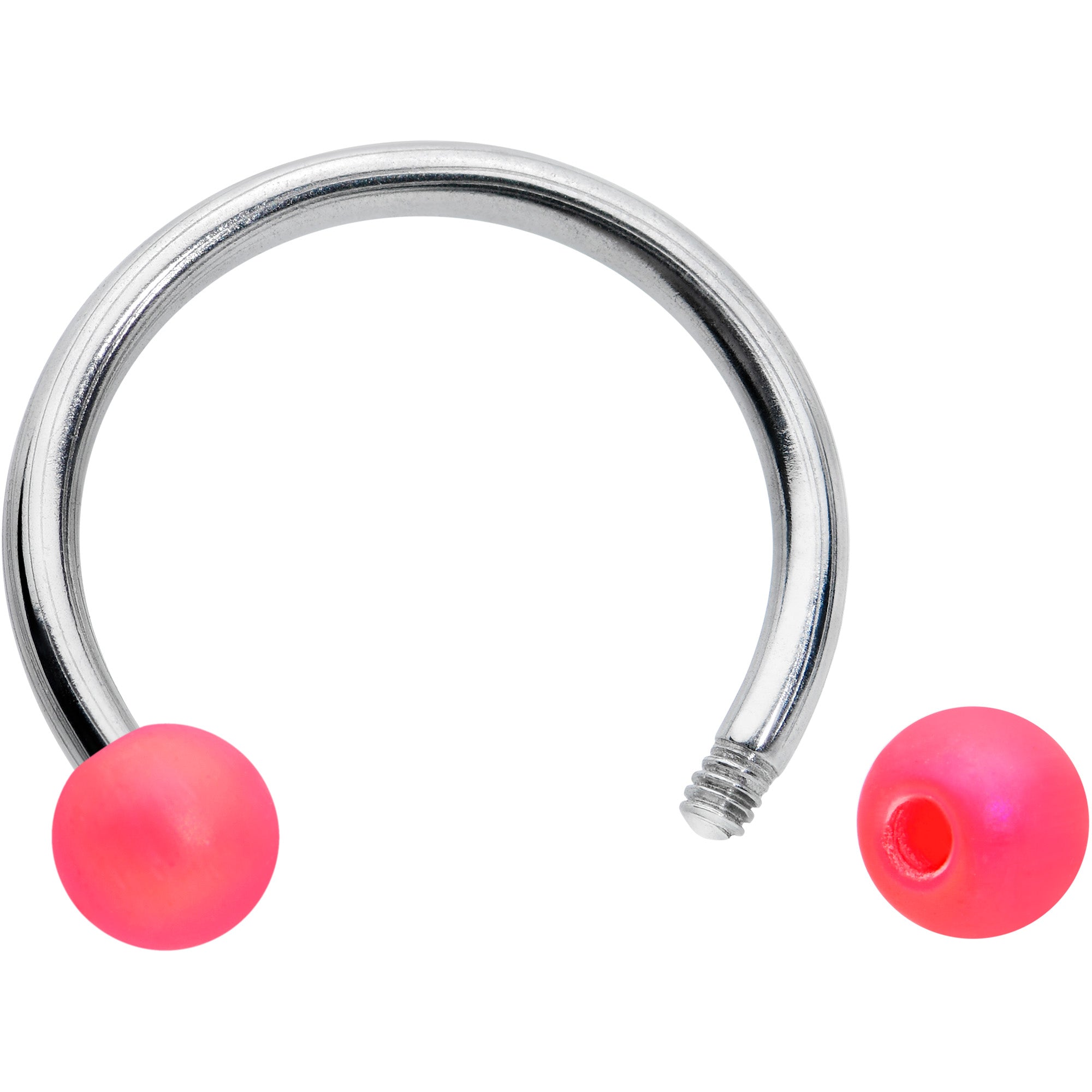 16G 3/8 Matte Pink Aurora Horseshoe Circular Barbell