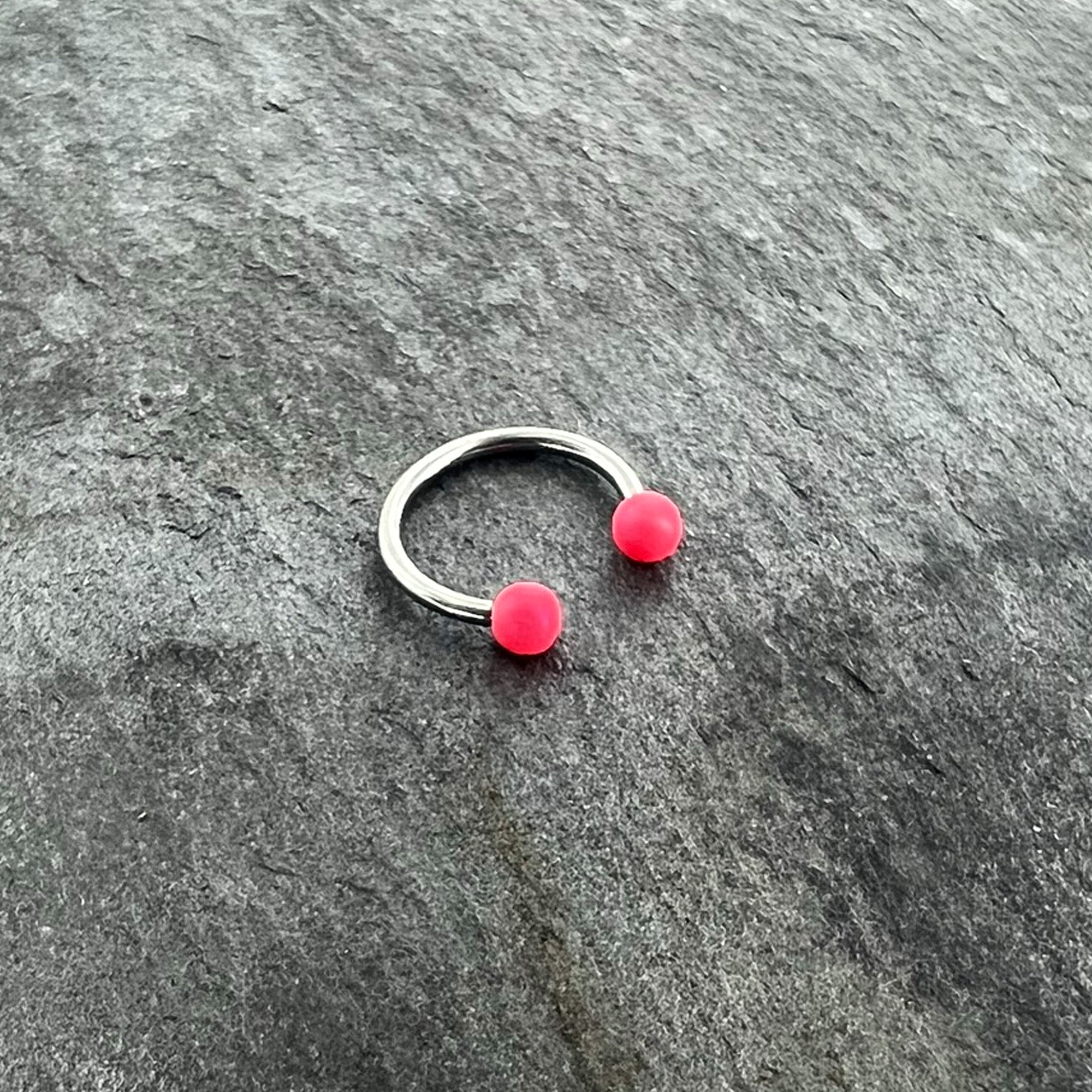 16G 3/8 Matte Pink Aurora Horseshoe Circular Barbell