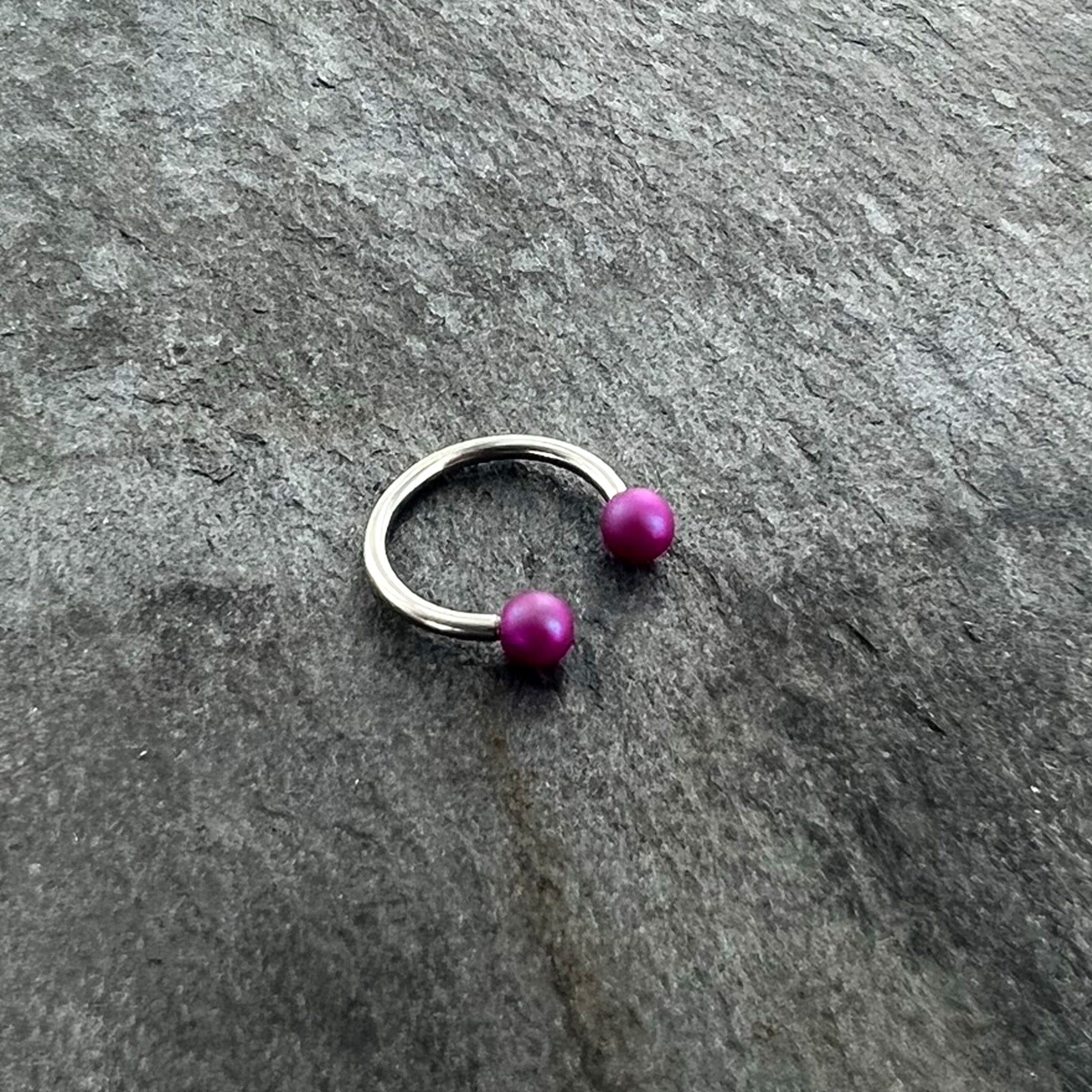 16G 3/8 Matte Purple Aurora Horseshoe Circular Barbell