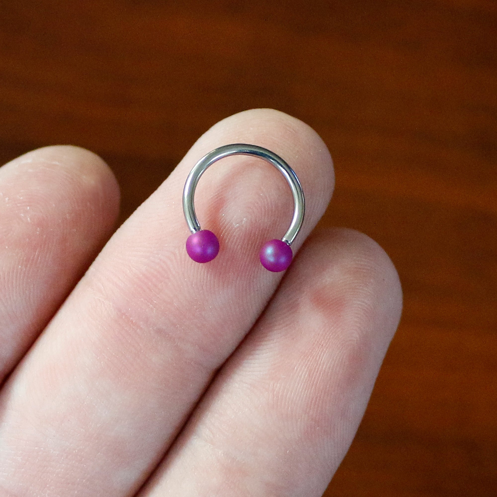 16G 3/8 Matte Purple Aurora Horseshoe Circular Barbell