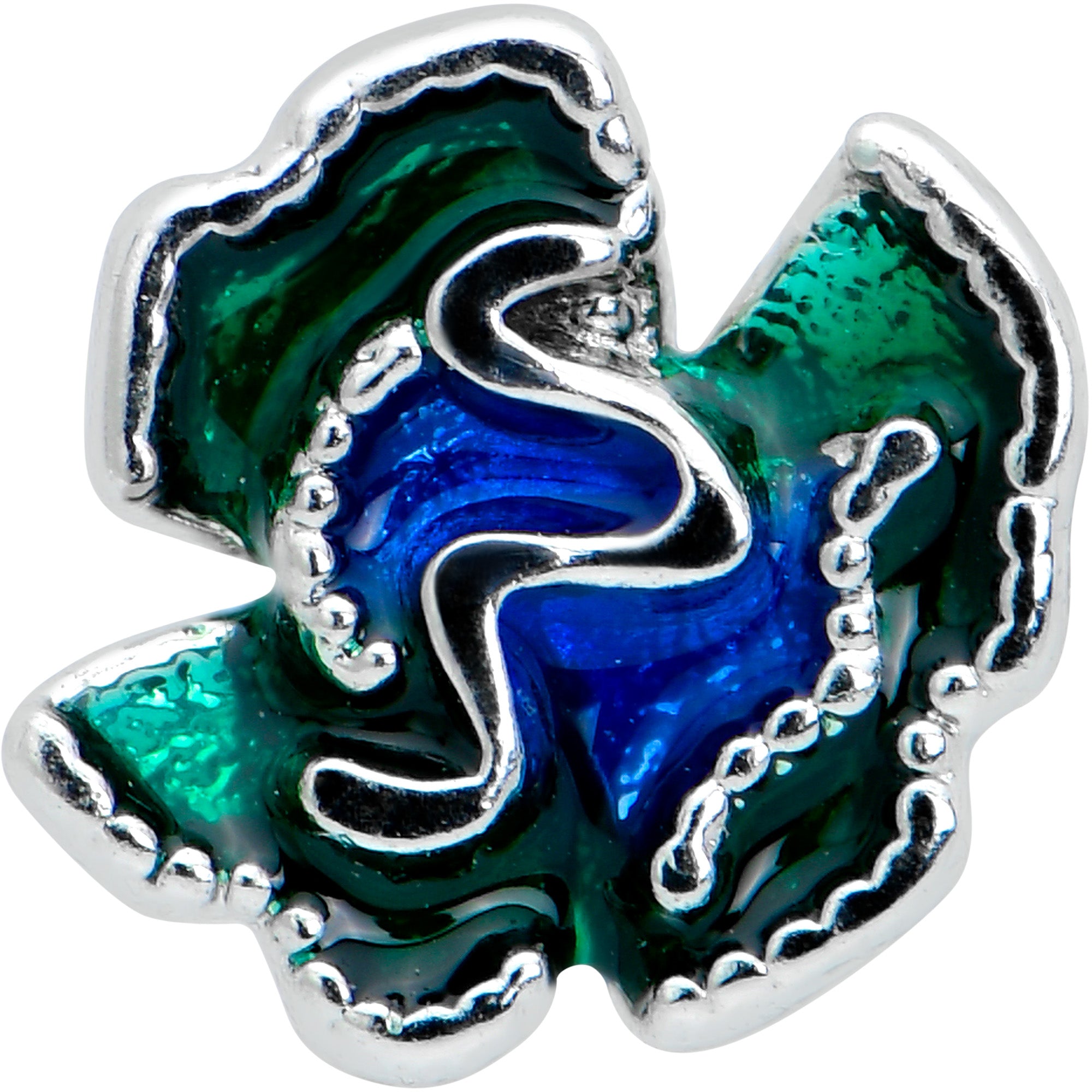 16G 1/4 Spring Flower Green Blue Labret Monroe Tragus