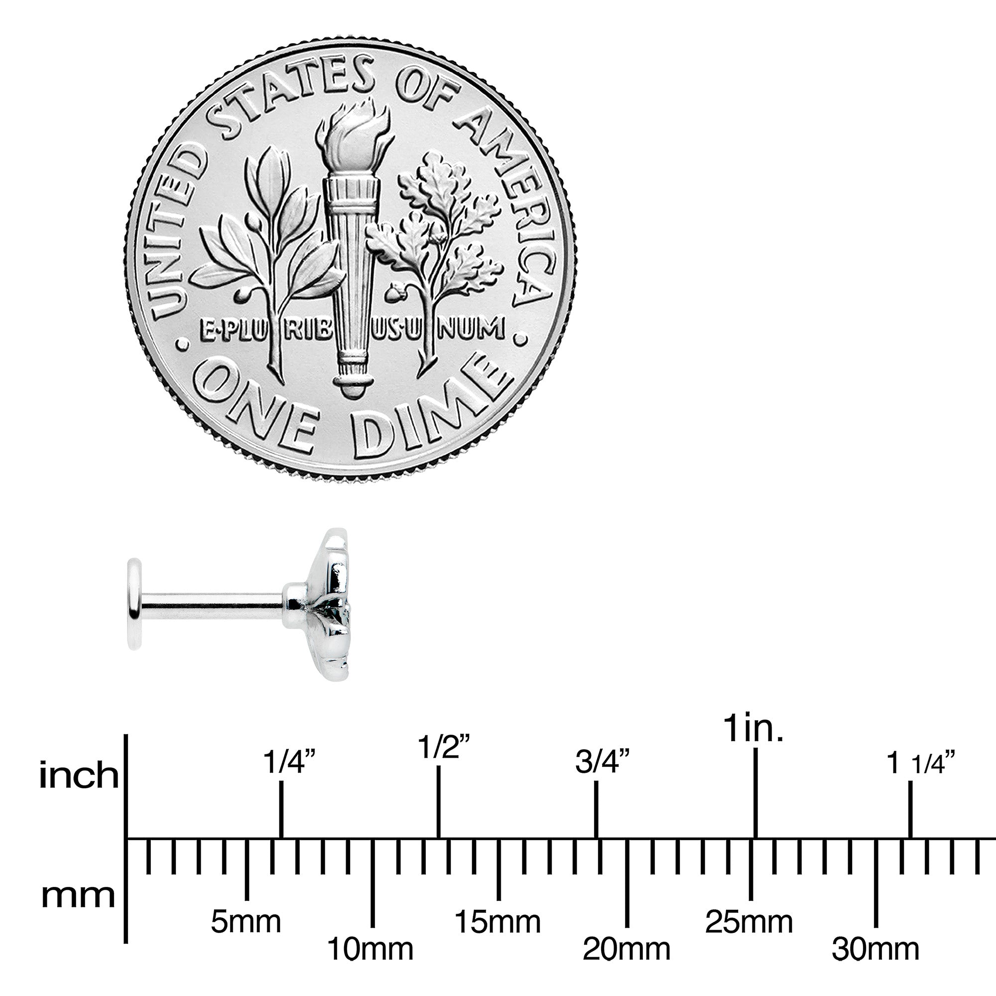 16G 1/4 Spring Flower Green Blue Labret Monroe Tragus