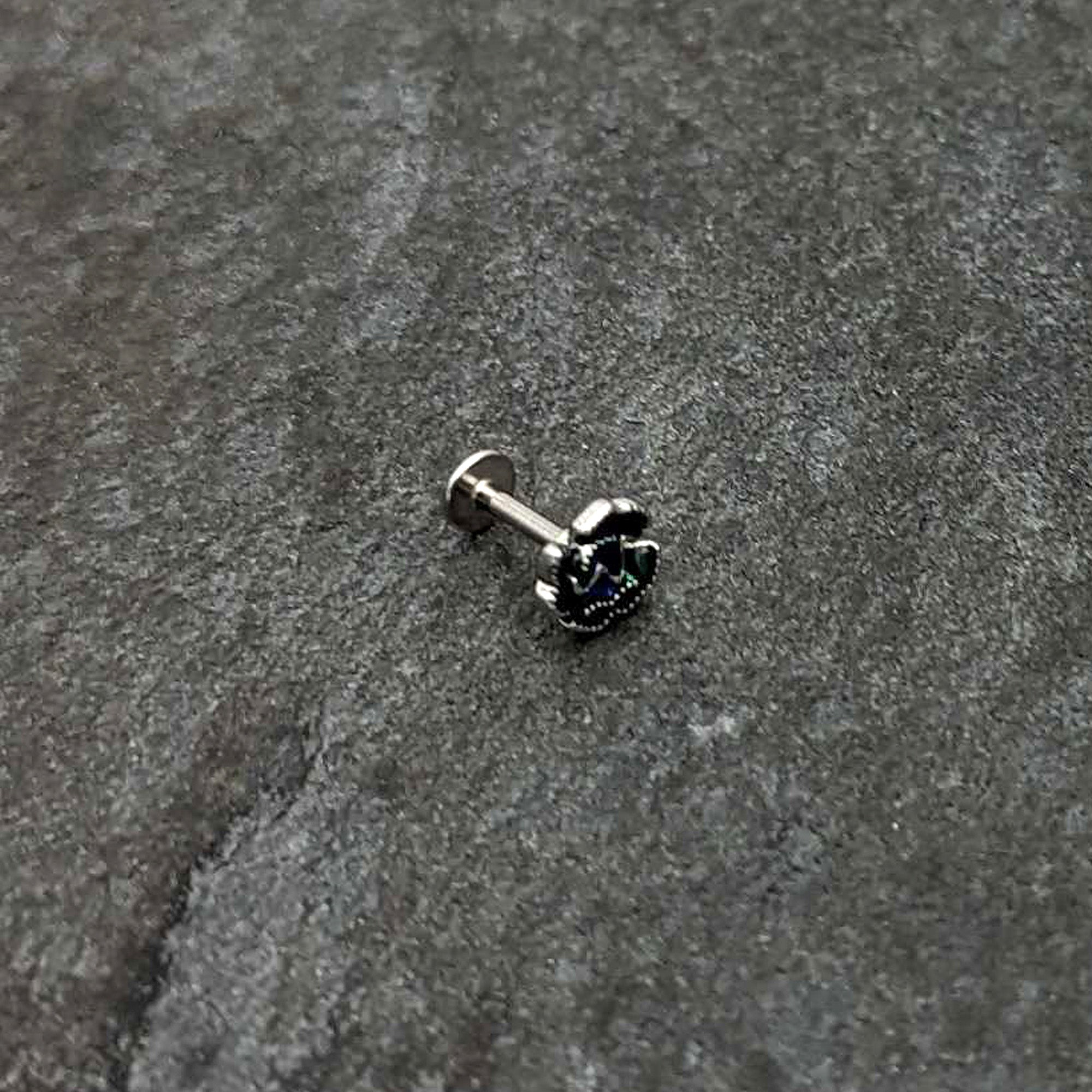 16G 1/4 Spring Flower Green Blue Labret Monroe Tragus