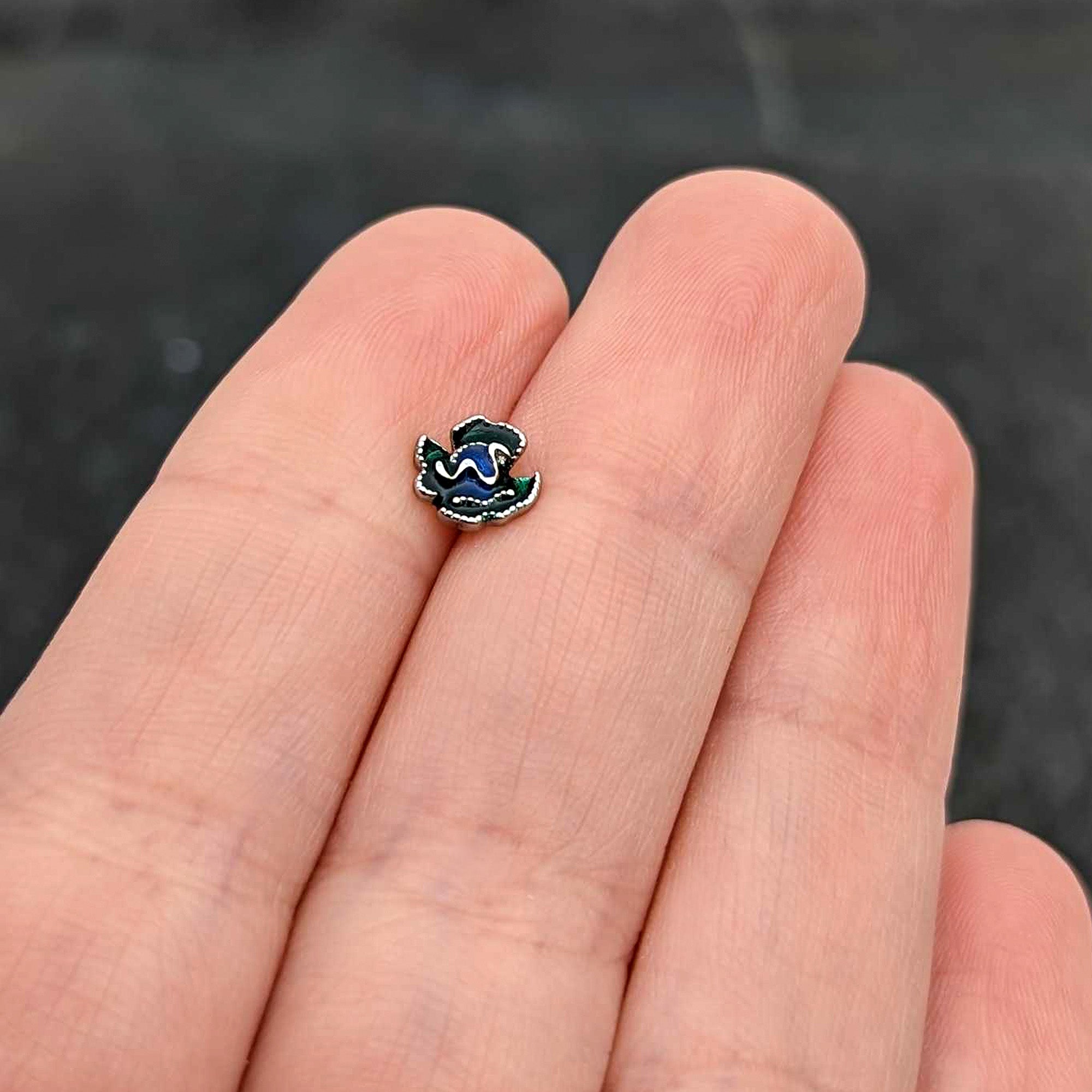 16G 1/4 Spring Flower Green Blue Labret Monroe Tragus