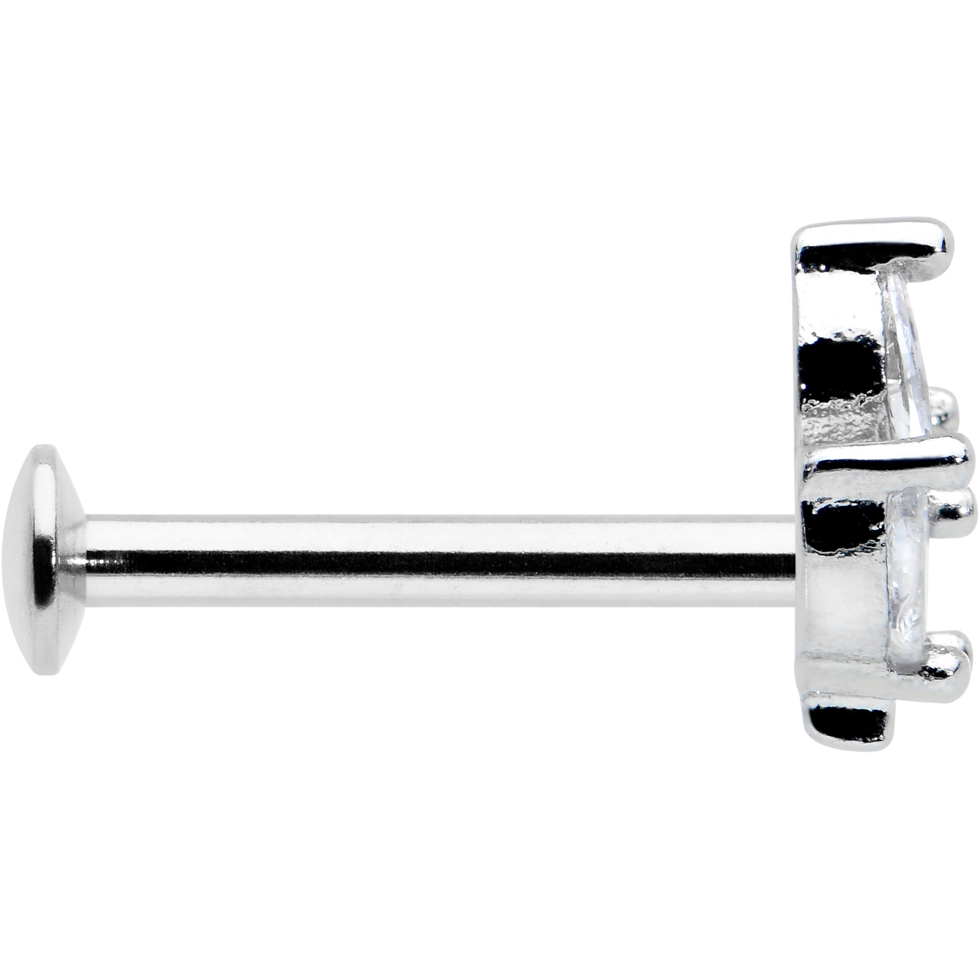 16G 5/16 Clear CZ Gem Threadless Leaves Labret Monroe Tragus