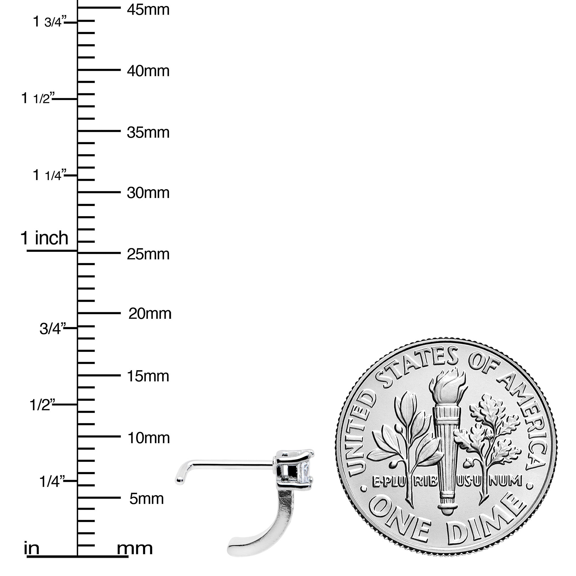 20G 1/4 Clear Gem Texture Glam Faux Hoop L Shape Nose Ring