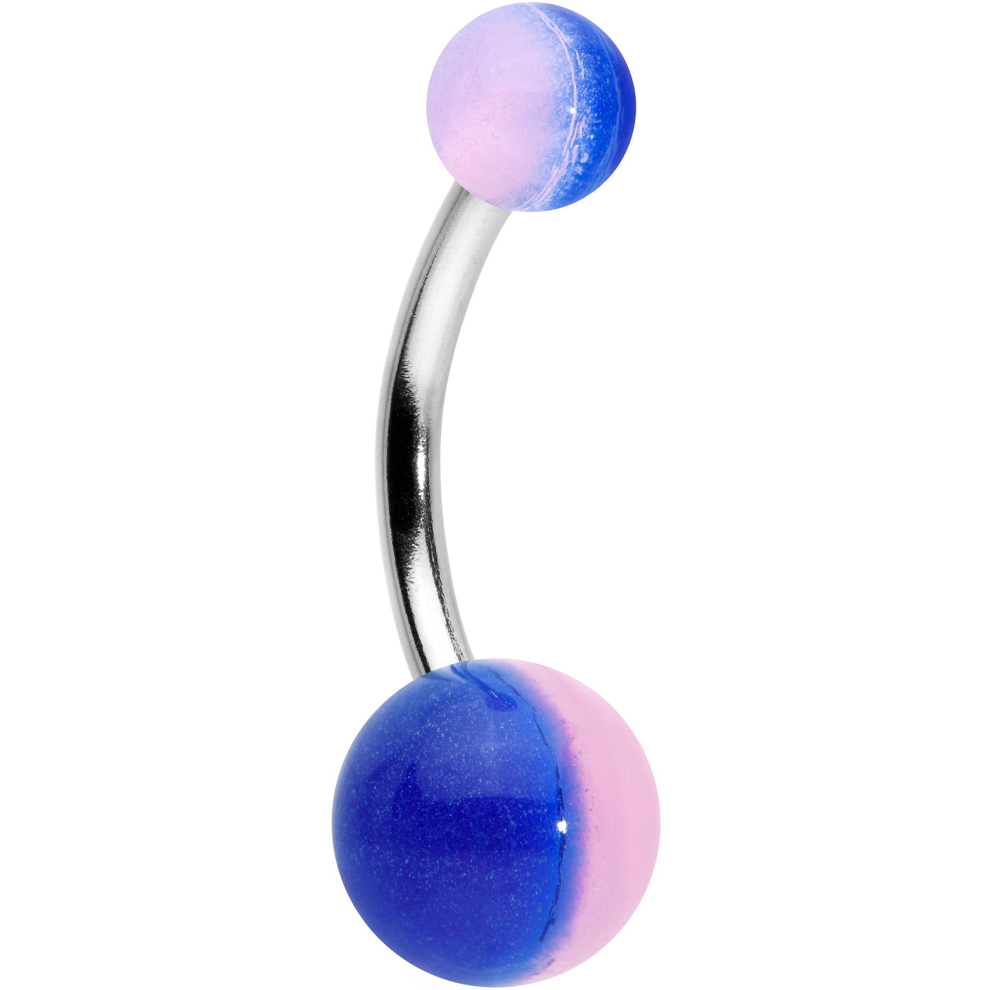 Two Tone Blue Pink Stripe Acrylic Ball Belly Ring